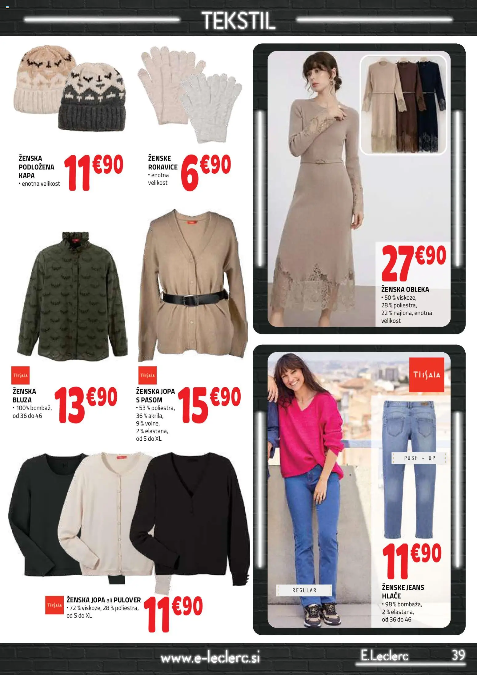 Novi E.leclerc katalog ponudbe – veljaven od 30.09.2026 | Stran: 39 | Izdelki: Bluza, Pulover, Hlace, Obleka