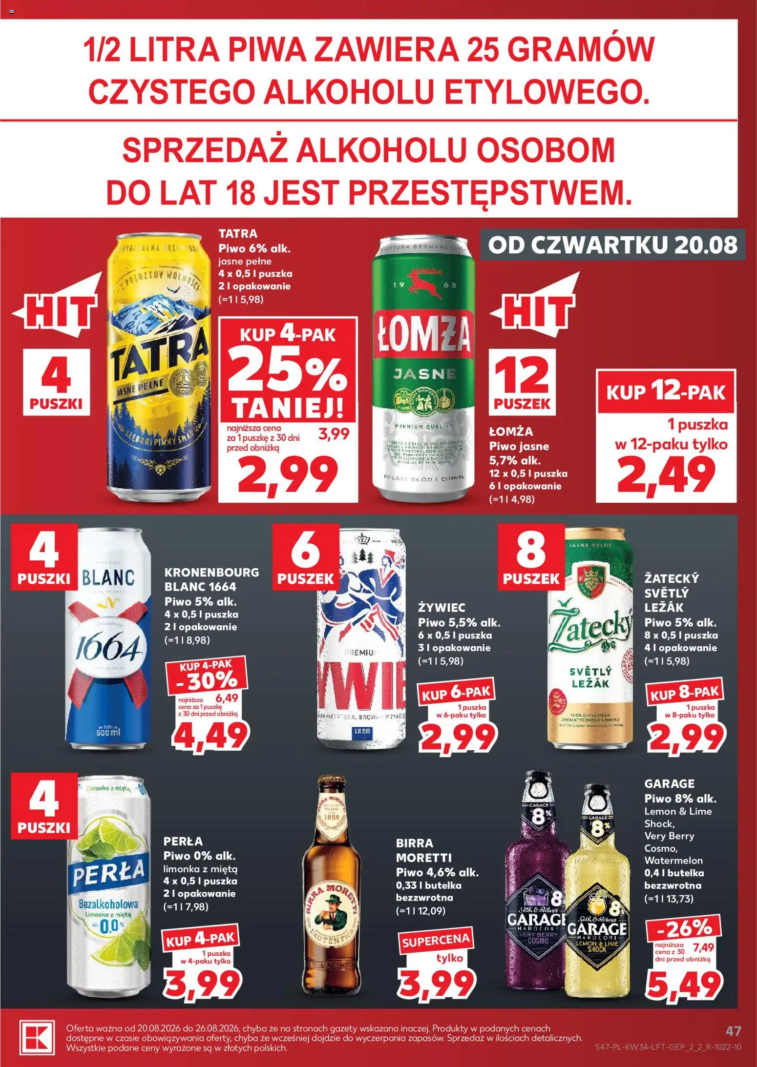 Kaufland gazetka od 20.08.2026 | Strona: 47 | Produkty: Limonka, Leżak, Mięta, Piwo
