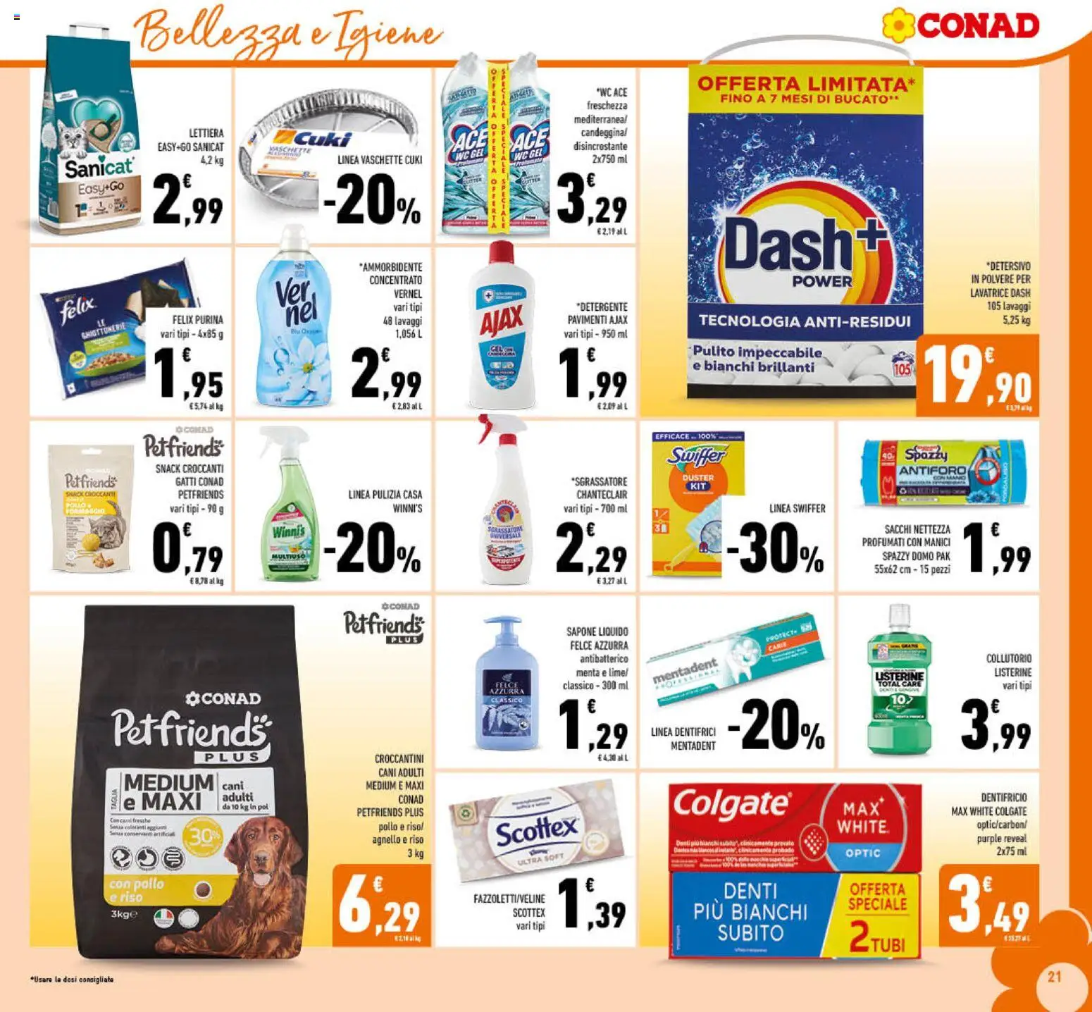 Volantino Conad del 04.06.2026 | Pagina: 21 | Prodotti: Ammorbidente, Detergente, Lavatrice, Agnello