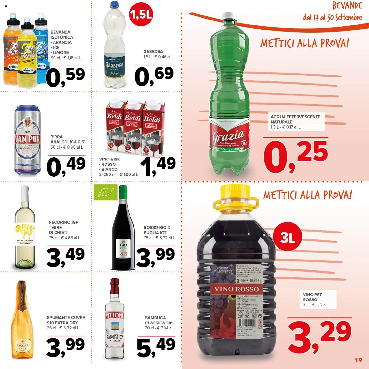 Volantino Todis del 17/09/2026 | Pagina: 19 | Prodotti: Acqua, Limone, Vino, Spumante