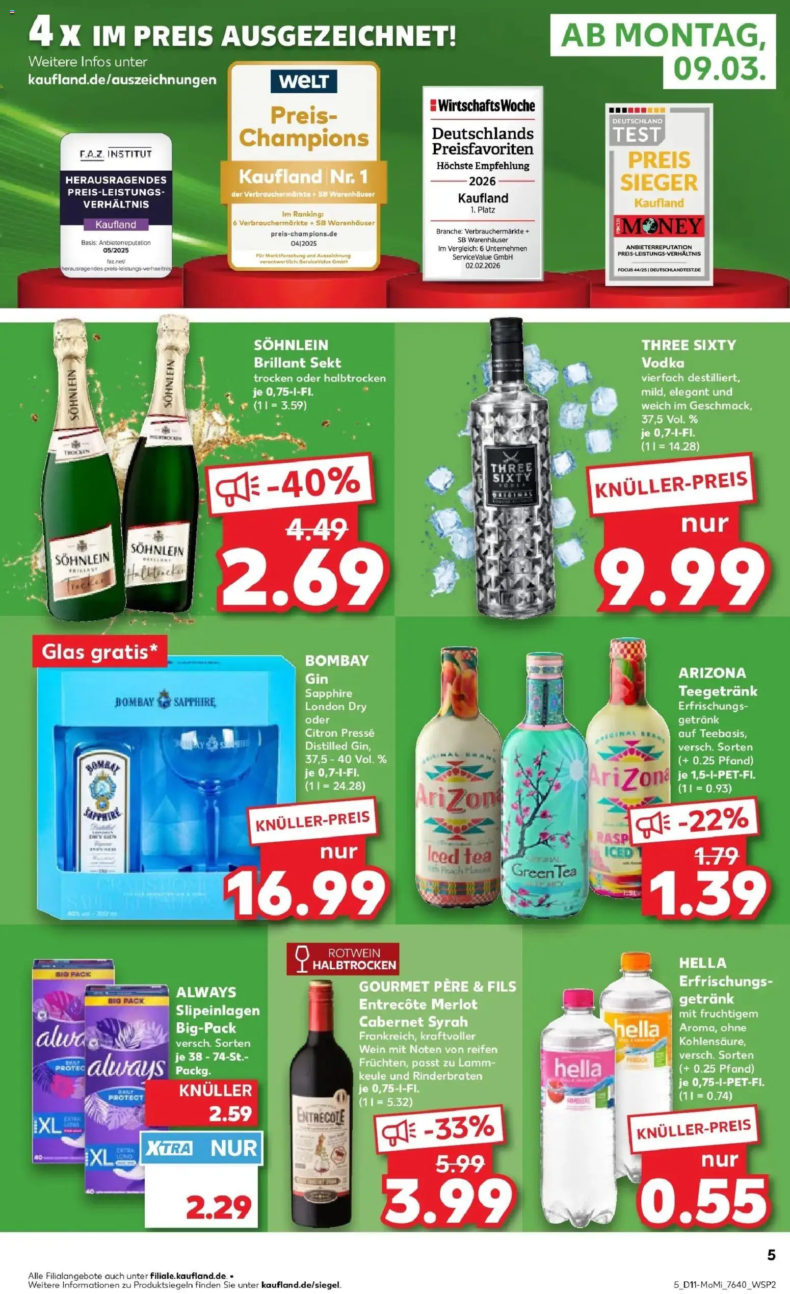 Kaufland Prospekt Meppen	 – gültig ab 09.03.2026 | Seite: 5 | Produkte: Merlot, Entrecote, Wein, Vodka