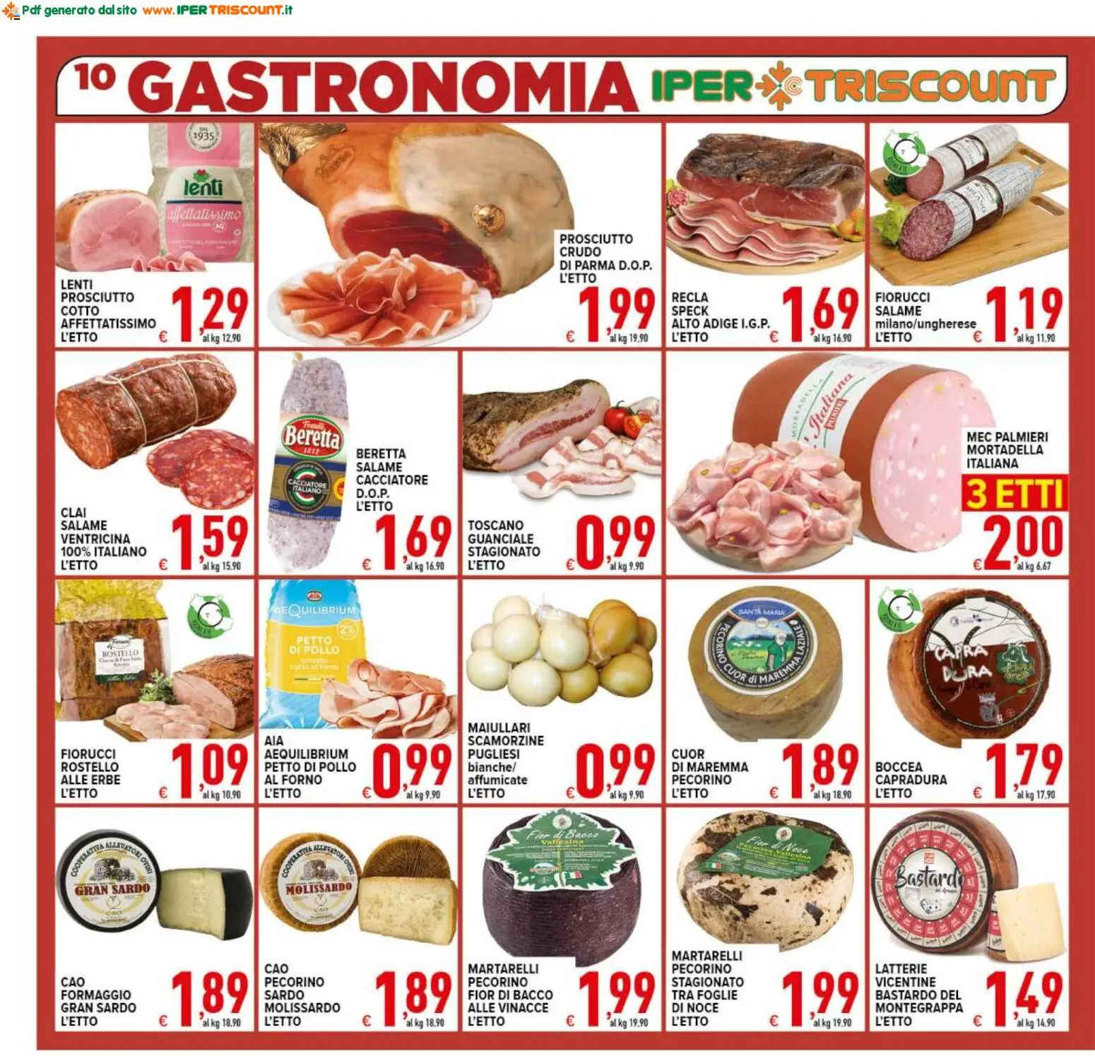 Volantino Ipertriscount del 10/06/2026 | Pagina: 10 | Prodotti: Salame, Mortadella, Forno, Pecorino