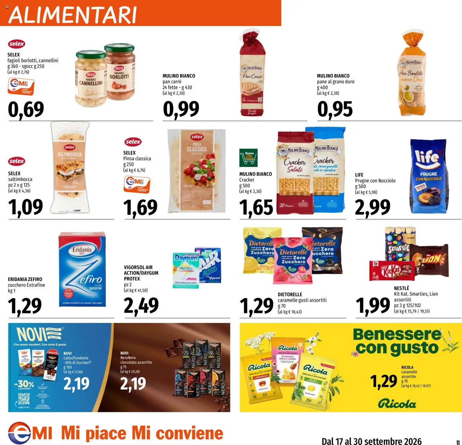 Volantino EMI del 17/09/2026 | Pagina: 11 | Prodotti: Caramelle, Prugne, Cannellini, Limone