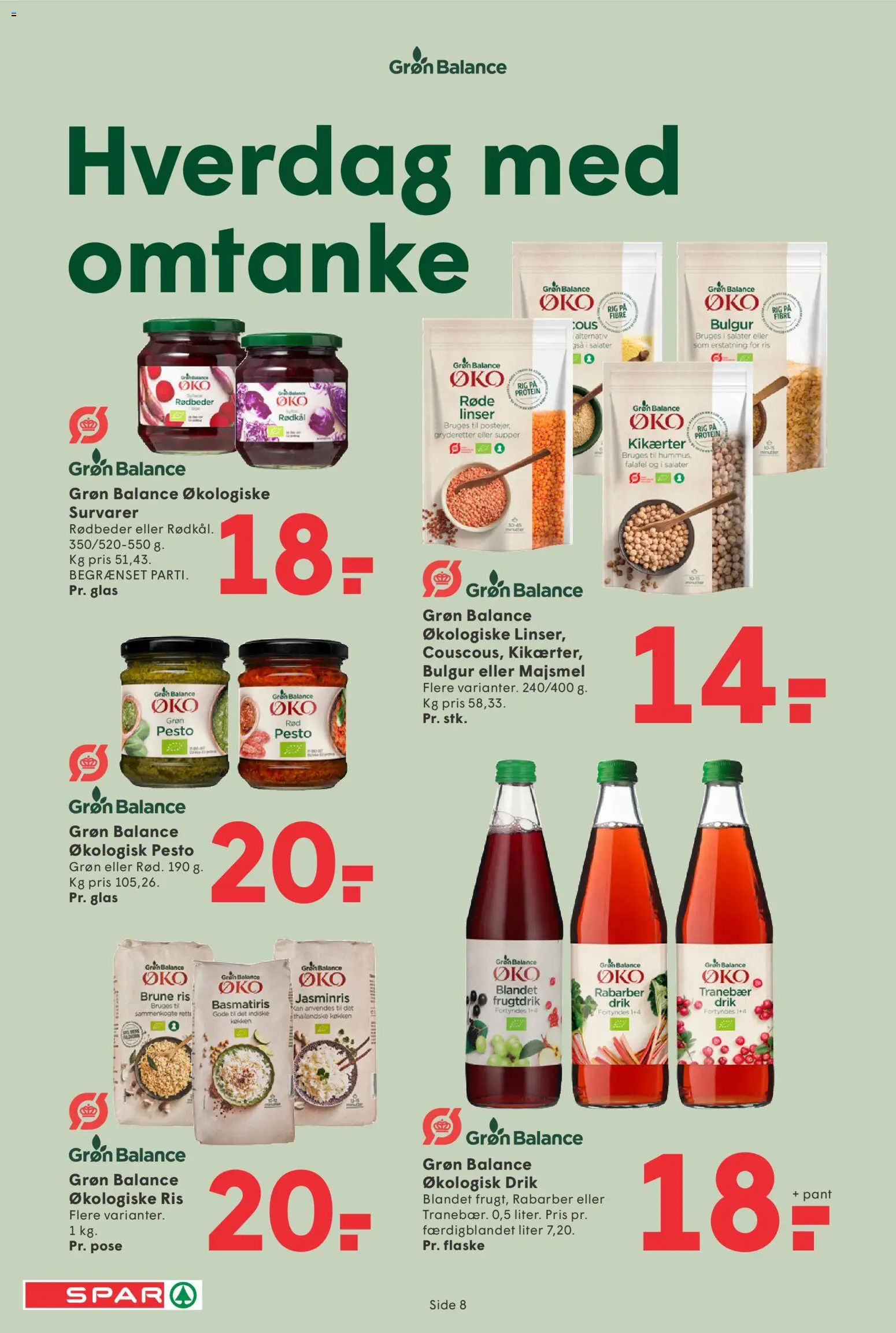Spar tilbudsavis – gyldig fra 16/10/2026 | Side: 8 | Produkter: Rabarber, Rødkål, Linser, Falafel