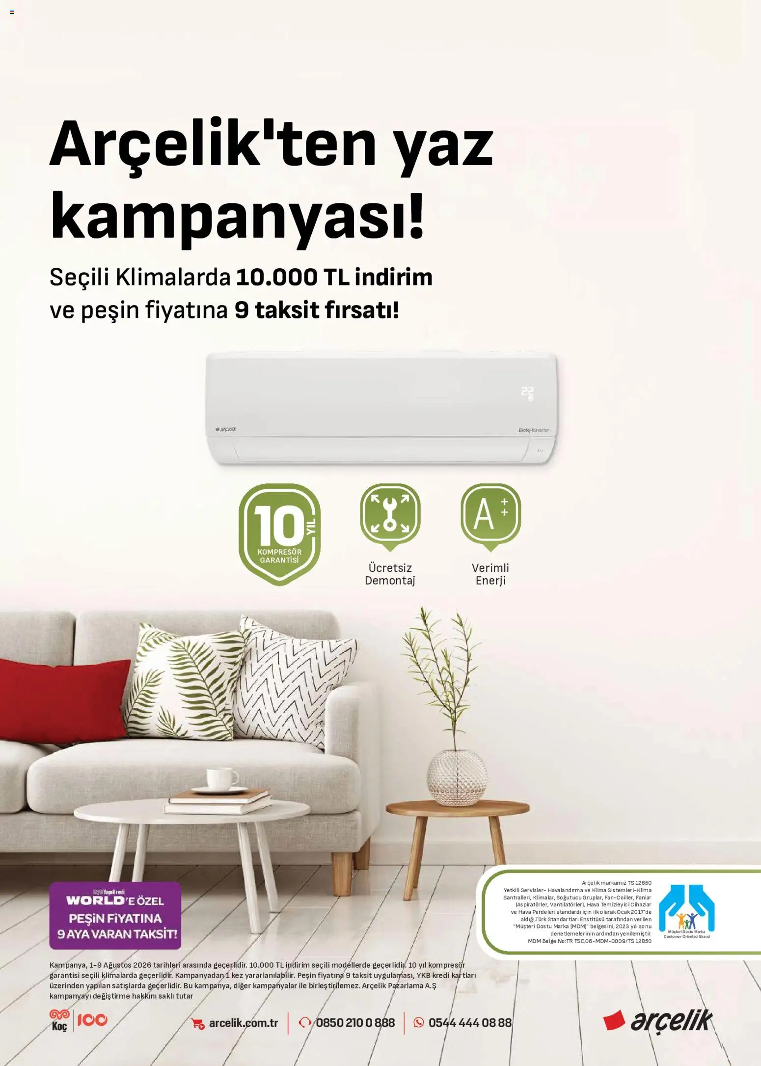 Arçelik - İklimlendirme Kataloğu - 01 Ağustos 2026 tarihinden itibaren geçerlidir | Sayfa: 3 | Ürünler: Ocak, Klima, Hava temizleyici