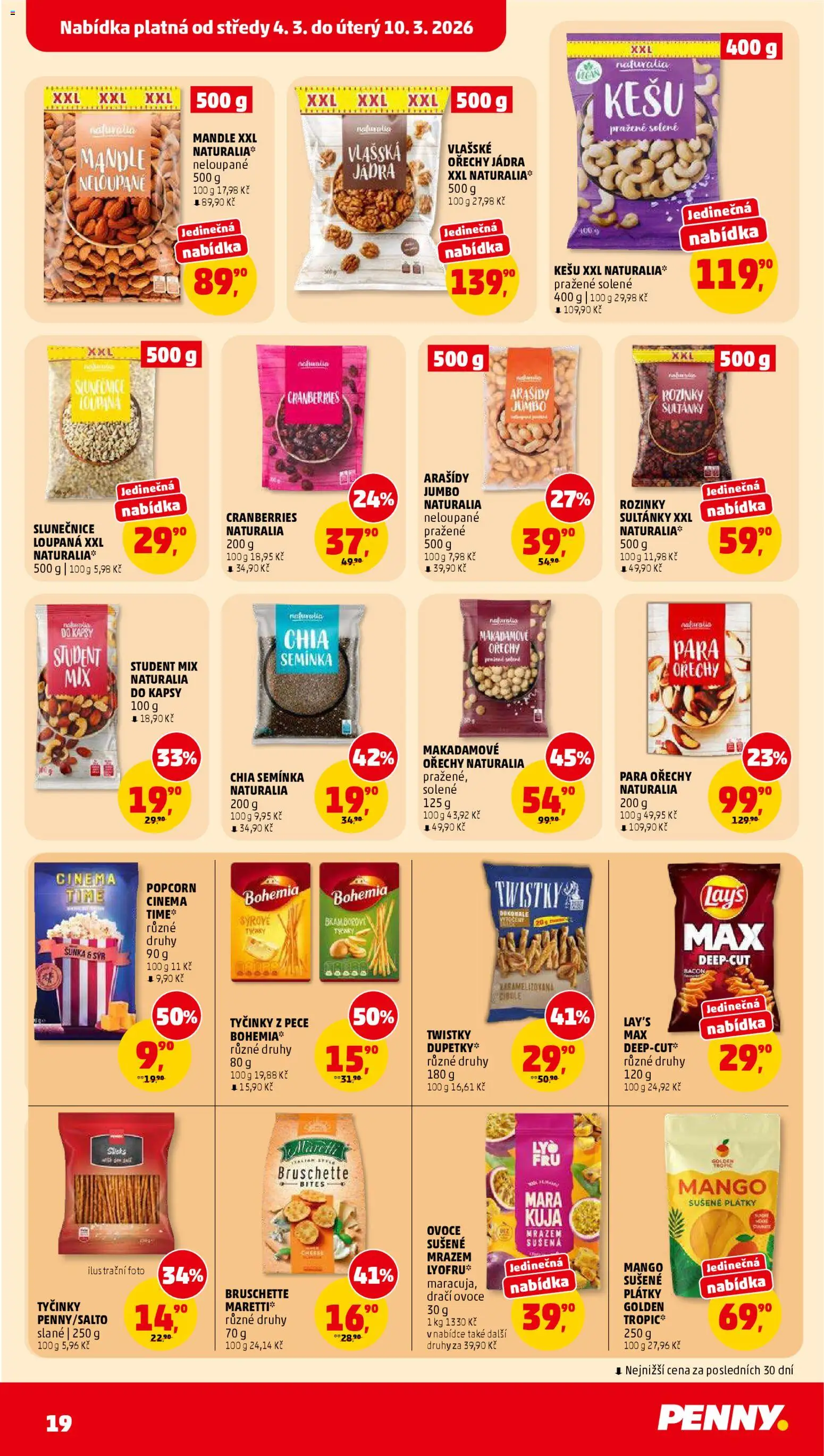 Penny Market leták od 04.03.2026 | Strana: 19 | Produkty: Mango, Šunka, Mandle, Chia semínka