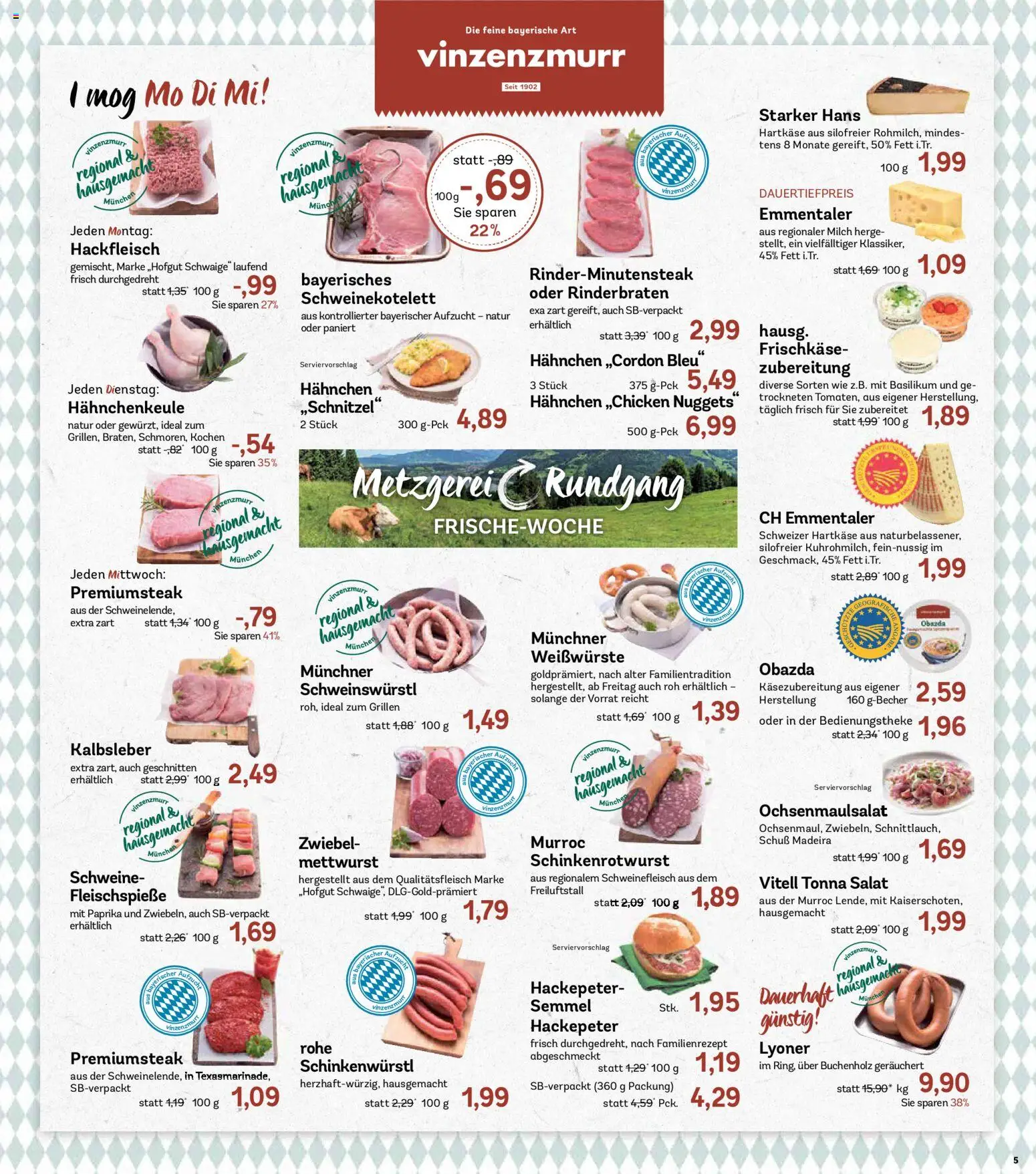AEZ Prospekt – gültig ab 10.08.2026 | Seite: 5 | Produkte: Hahnchen, Schweinefleisch, Salat, Hackfleisch
