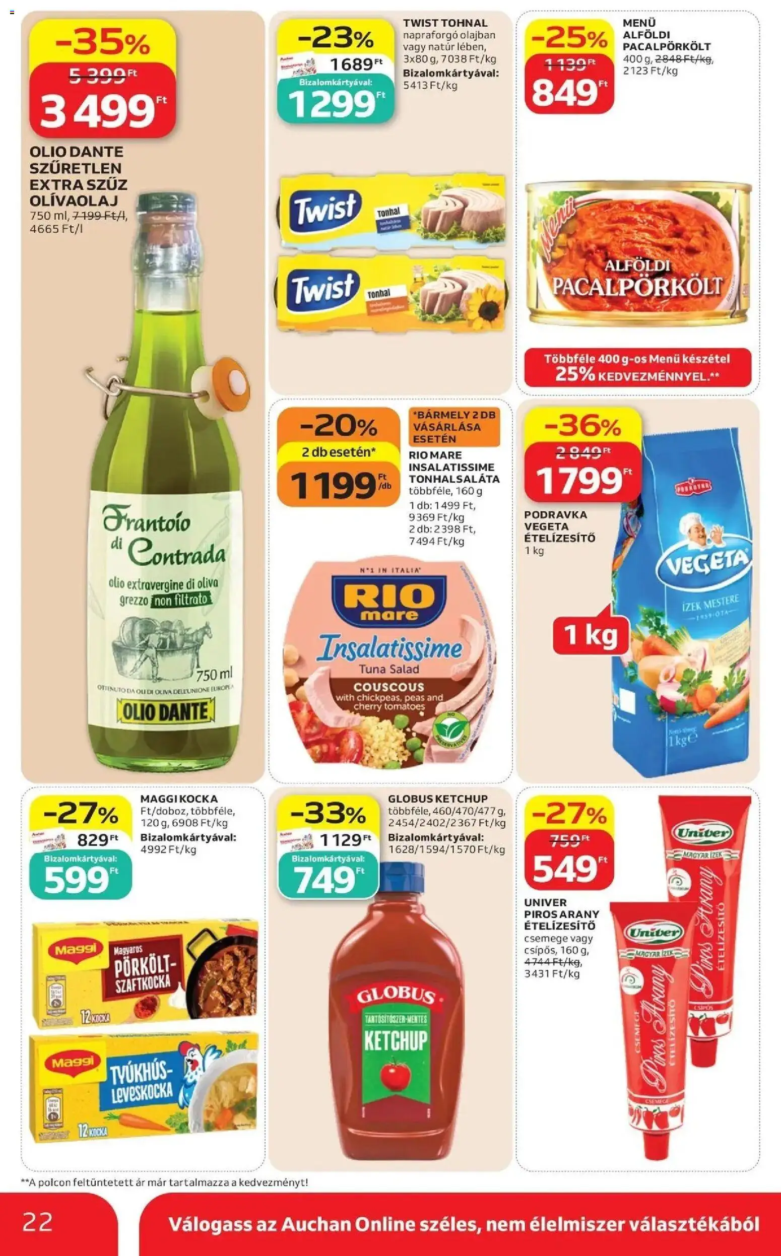Auchan akciós ujság - amely érvényes a következő dátumtól: 2026.09.24. | Oldal: 22 | Termékek: Napraforgó, Vegeta, Csemege, Pörkölt
