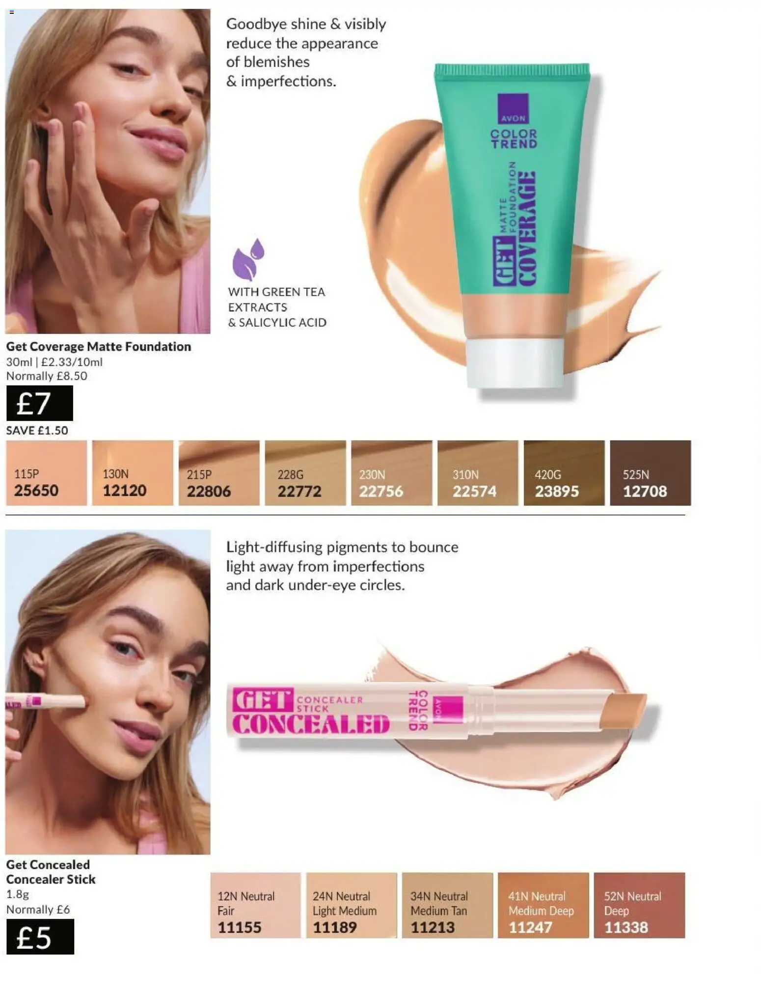 {H1} | Page: 34 | Products: Concealer, Tea, Green tea