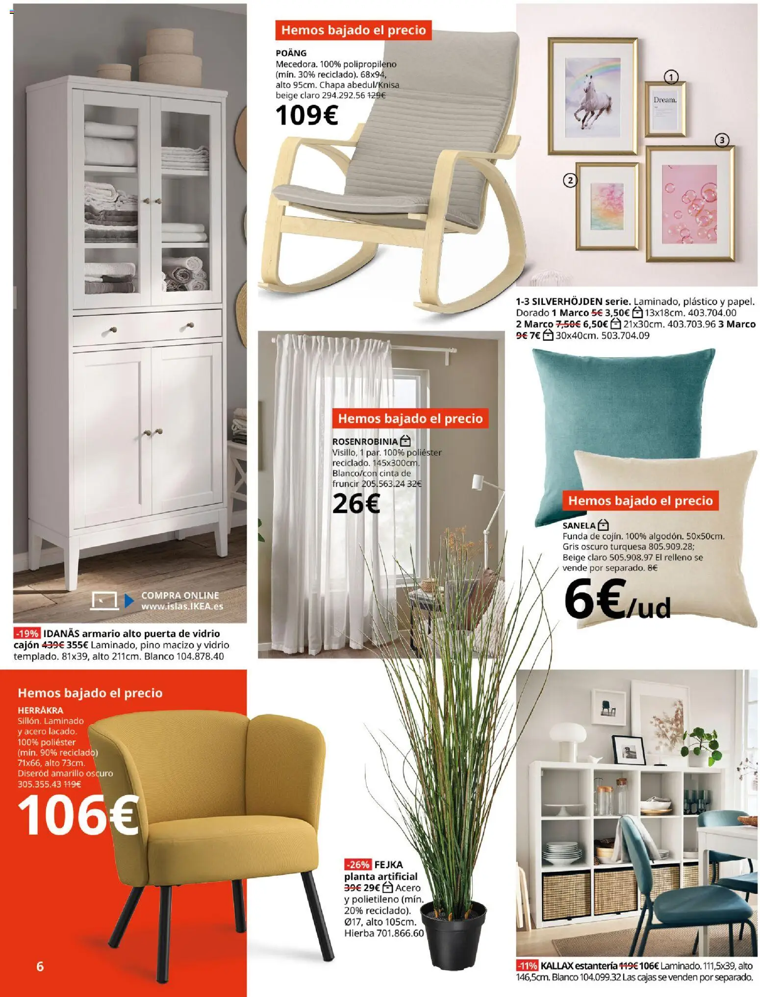 IKEA - Hemos bajado el precio │ válido desde el 01.04.2026 | Página: 6 | Productos: Planta artificial, Funda, Marco, Armario