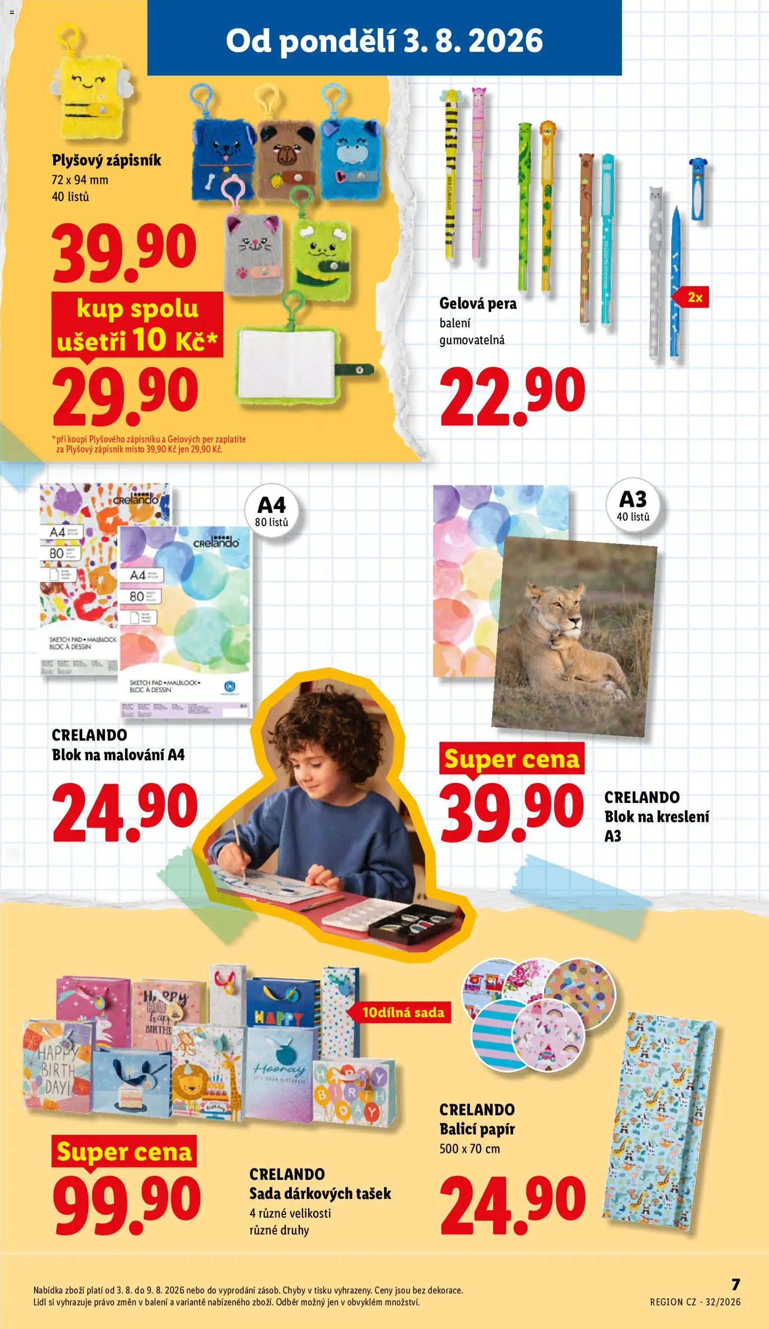 Lidl leták - Škola od 04.08.2026 | Strana: 7 | Produkty: Zápisník, Blok
