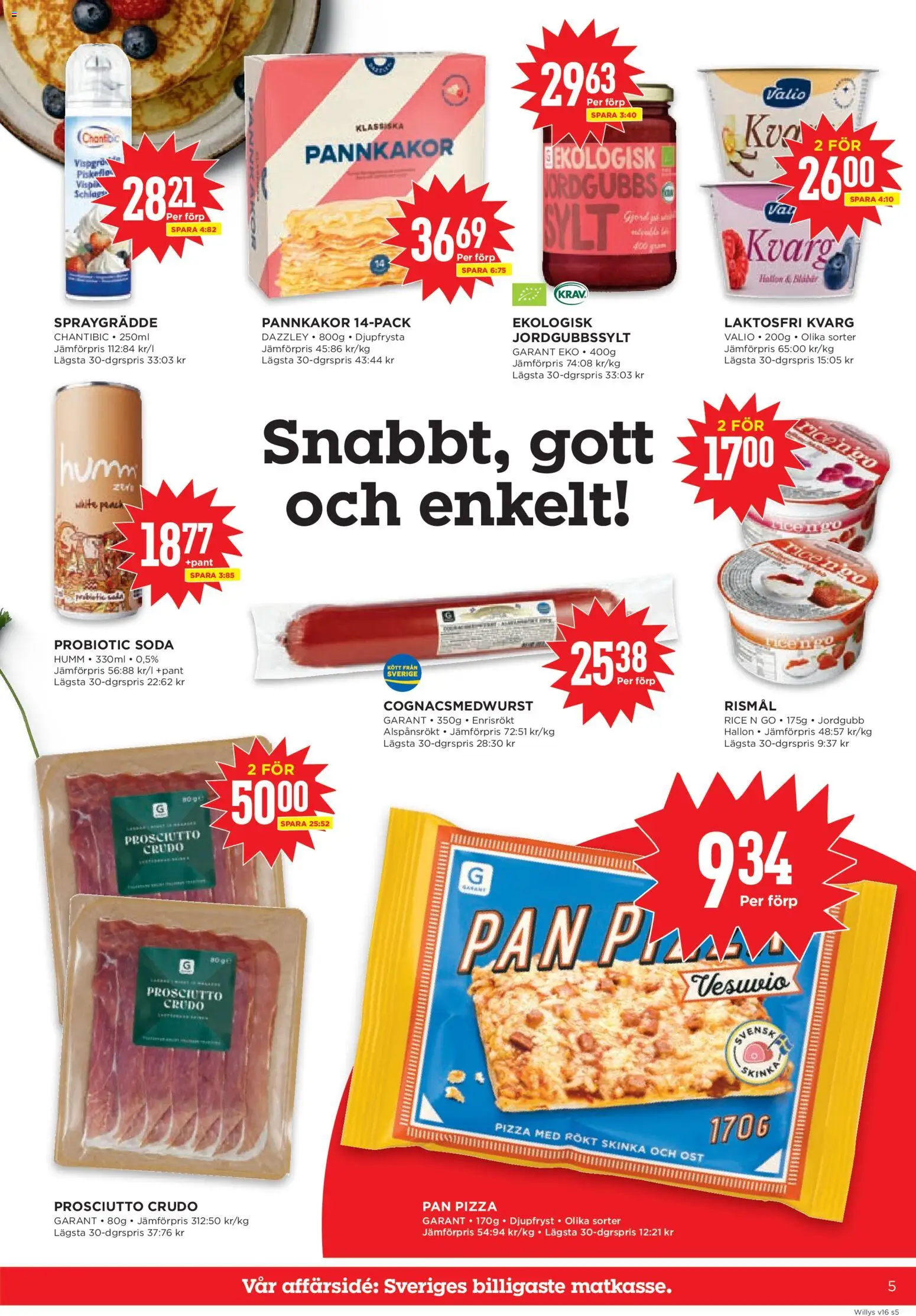 Willys reklamblad aktuell från 13.04.2026 | Sida: 5 | Produkter: Ost, Skinka, Hallon, Kvarg