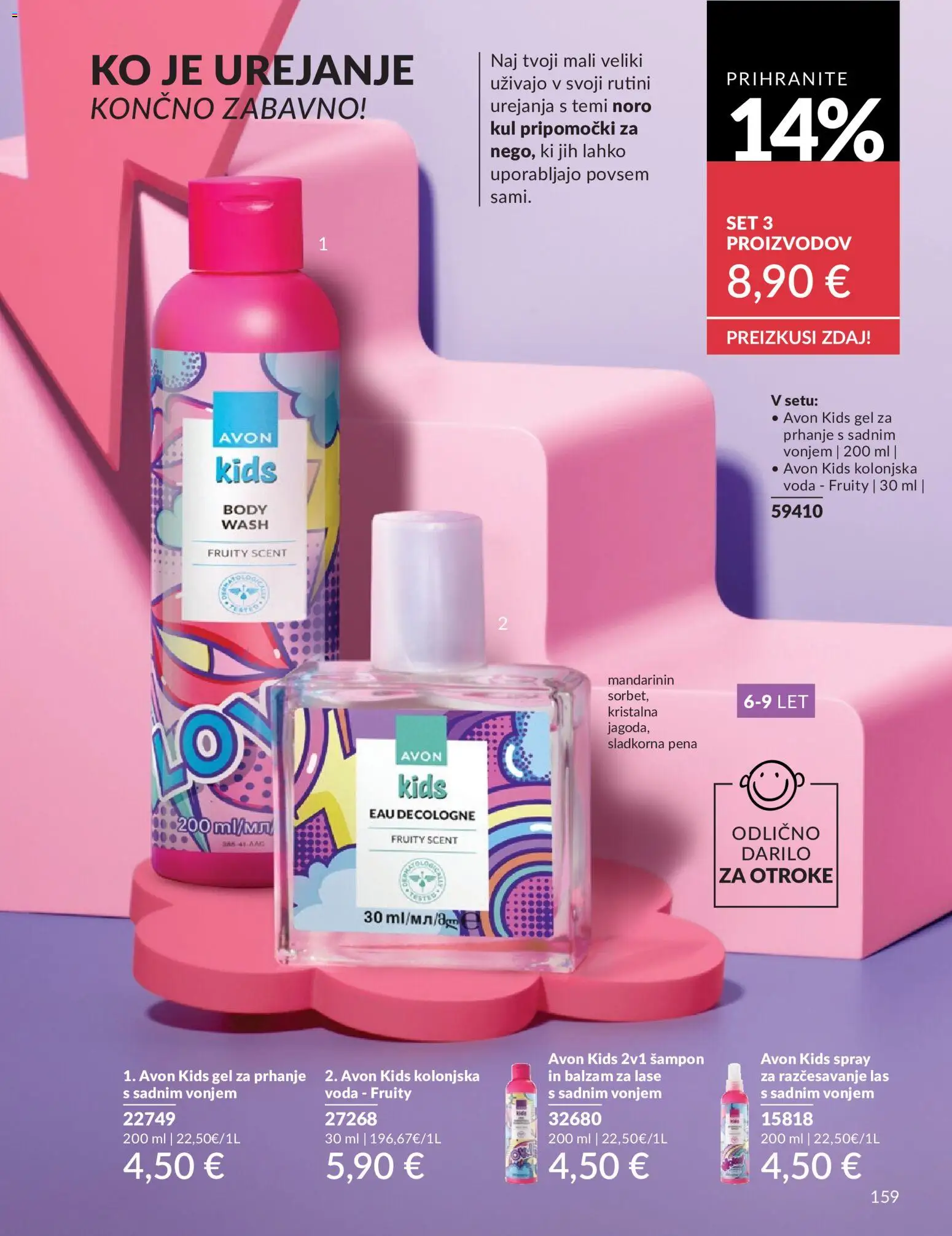 Novi Avon katalog ponudbe – veljaven od 01.05.2026 | Stran: 159 | Izdelki: Gel za prhanje, Sampon, Balzam za lase, Voda