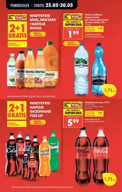 Pogląd oferty "Woda źródlana niegazowana lub mocno gazowana Żywiec Zdrój, 1,75 l, Woda źródlana niegazowana lub mocno gazowana" - ważna od 25.05.2026 | Strona: 9 | Produkty: Brzoskwinia, Woda źródlana, Coca cola, Sok
