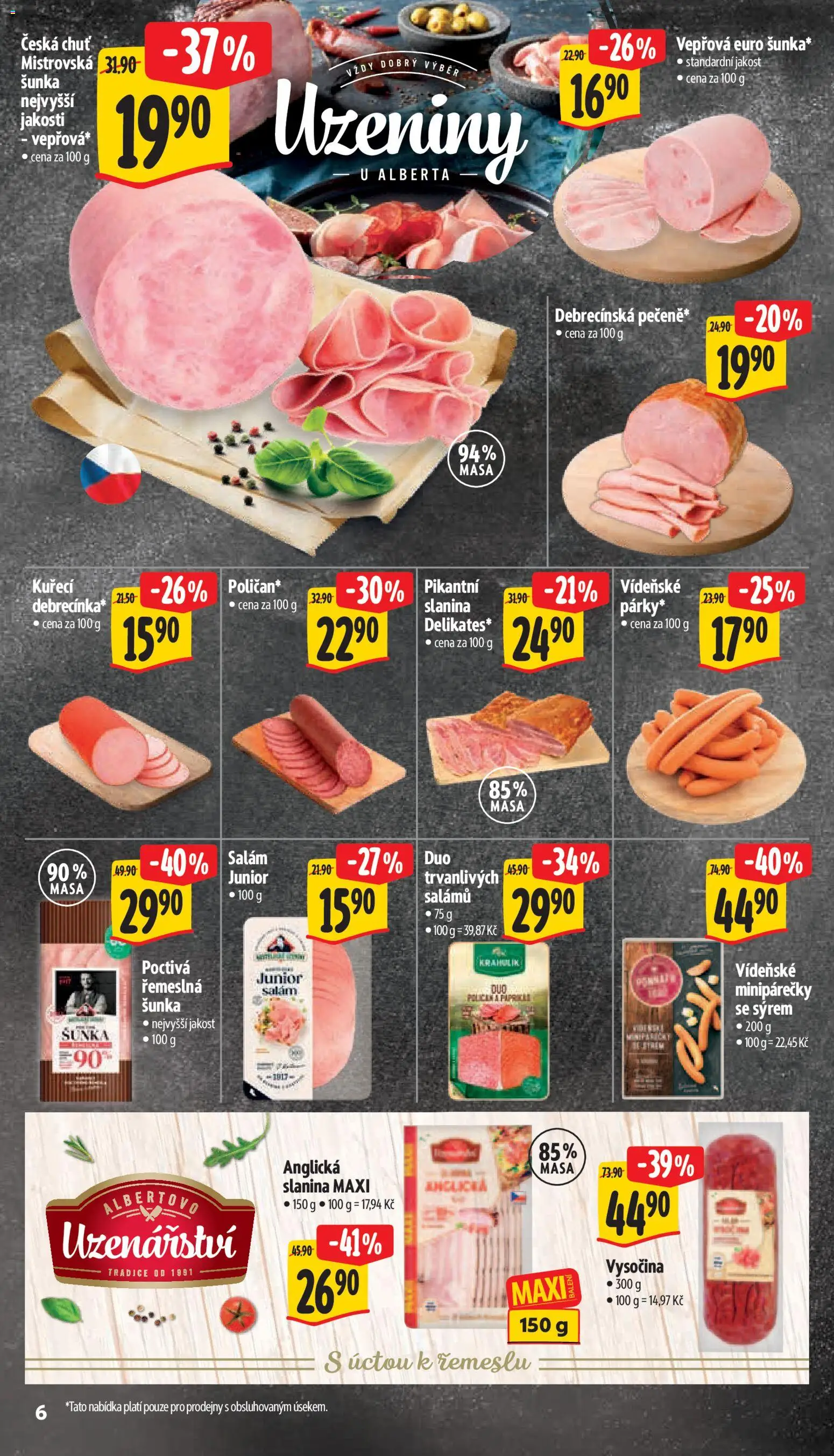 Albert leták - Supermarket od 01.07.2026 | Strana: 12 | Produkty: Salám, Anglická slanina, Vysočina, Slanina