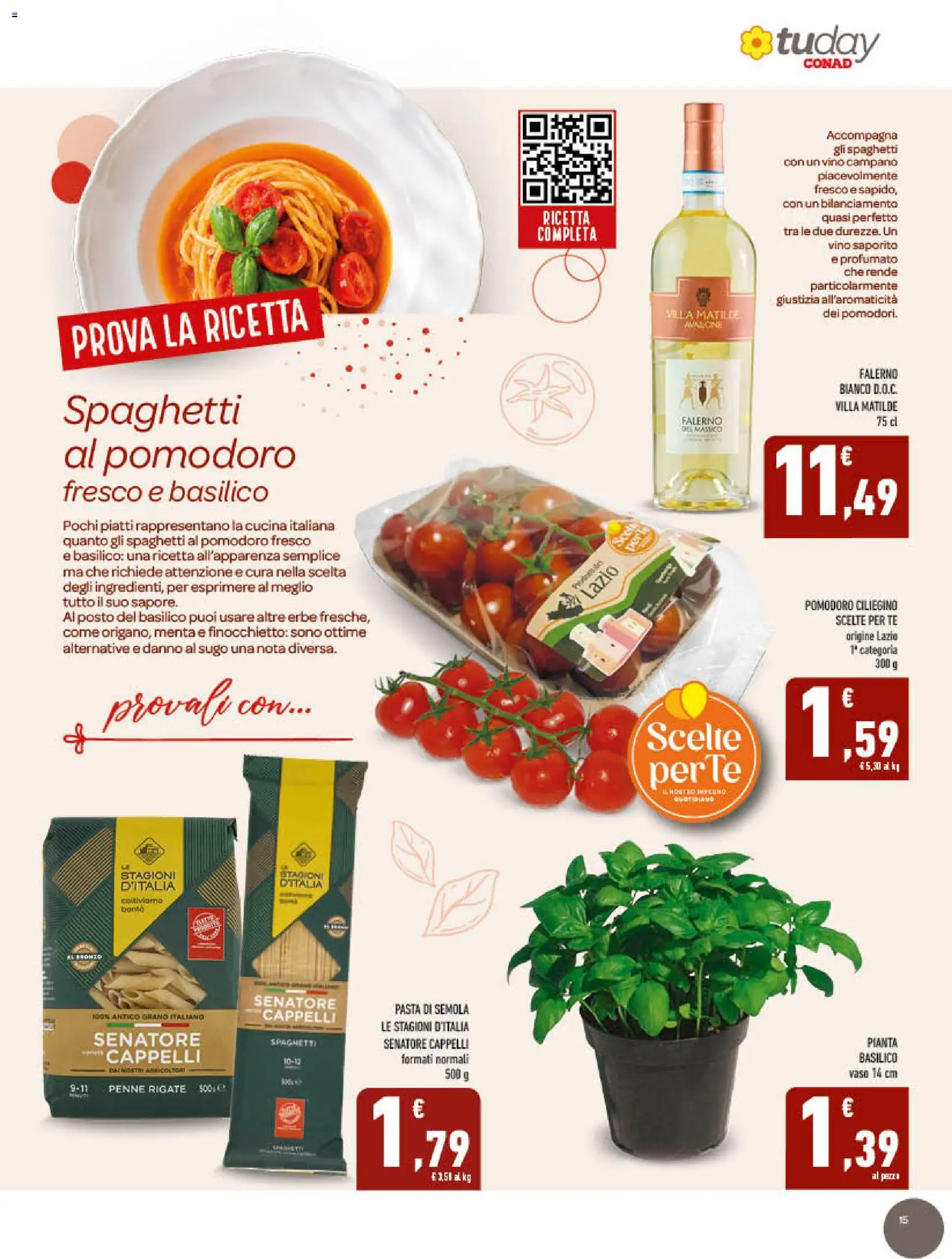Volantino Conad del 17.06.2026 | Pagina: 15 | Prodotti: Pomodoro, Vino, Pasta, Vino bianco