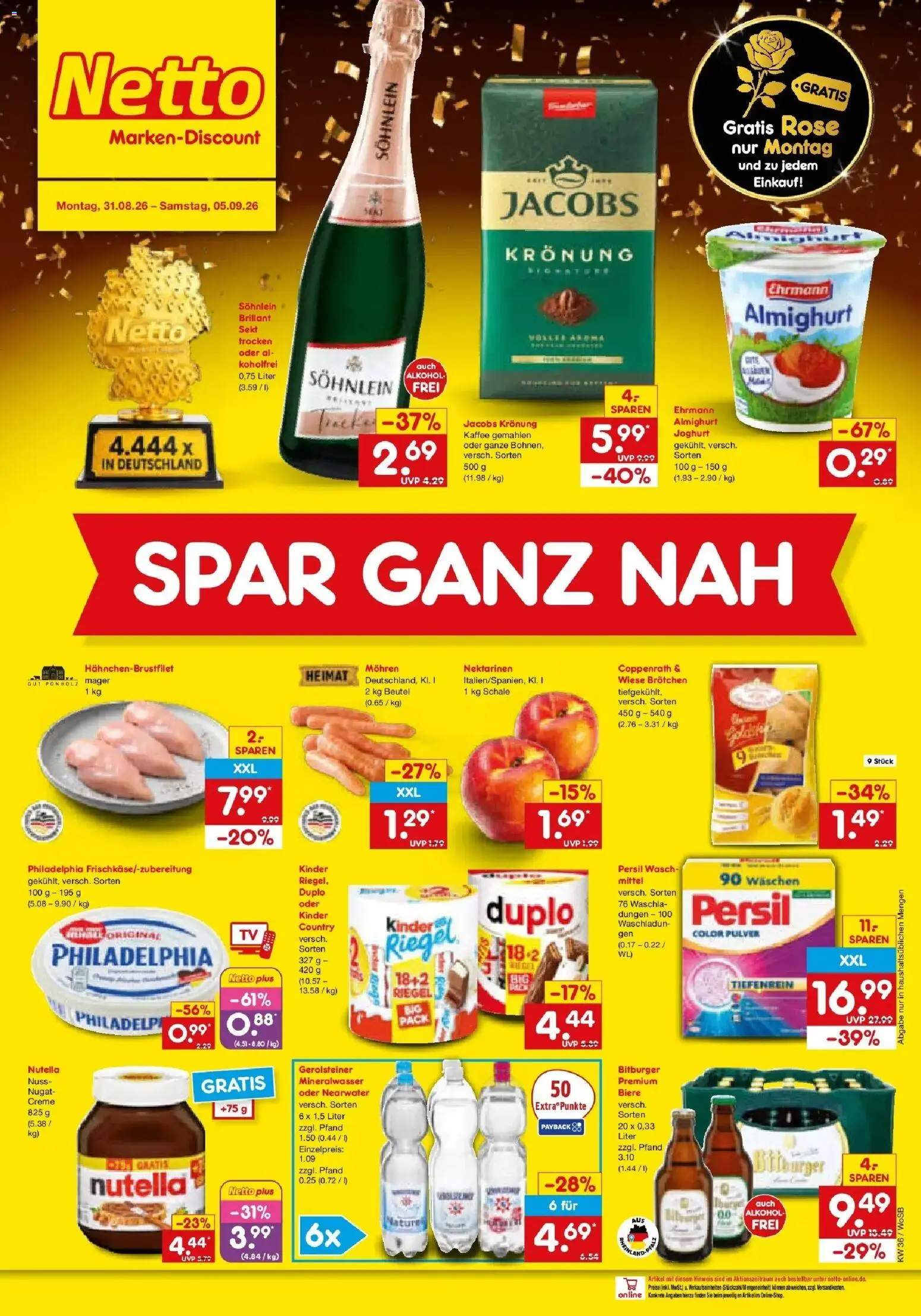 Netto Marken-Discount Prospekt Mannheim (ab 31.08.2026) » Angebote | Seite: 2 | Produkte: Mineralwasser, Mohren, Nutella, Gerolsteiner