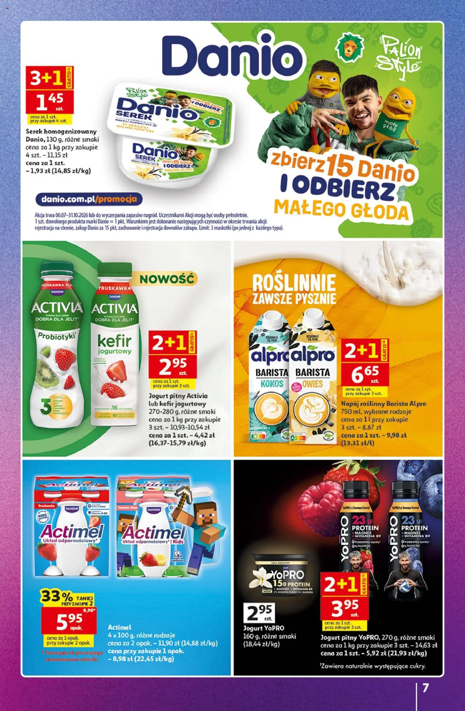 Auchan gazetka - 30 Lat Hipermarket Znane marki od 03.09.2026 | Strona: 7 | Produkty: Kefir, Jogurt pitny, Maskotki, Napój roślinny