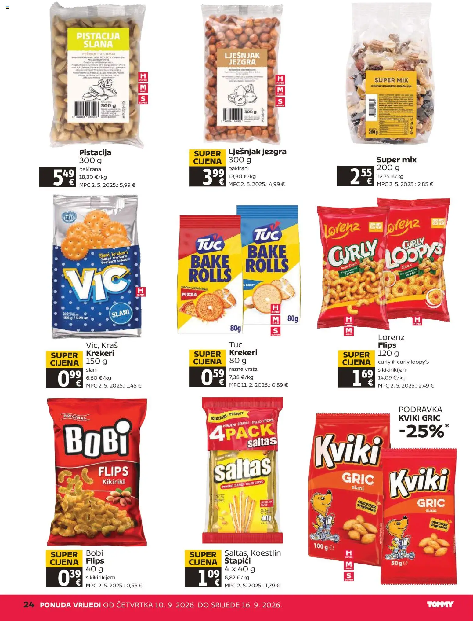 Tommy katalog | vrijedi od 10.09.2026 | Stranica: 24 | Proizvodi: Flips, Pizza, Štapići, Bobi