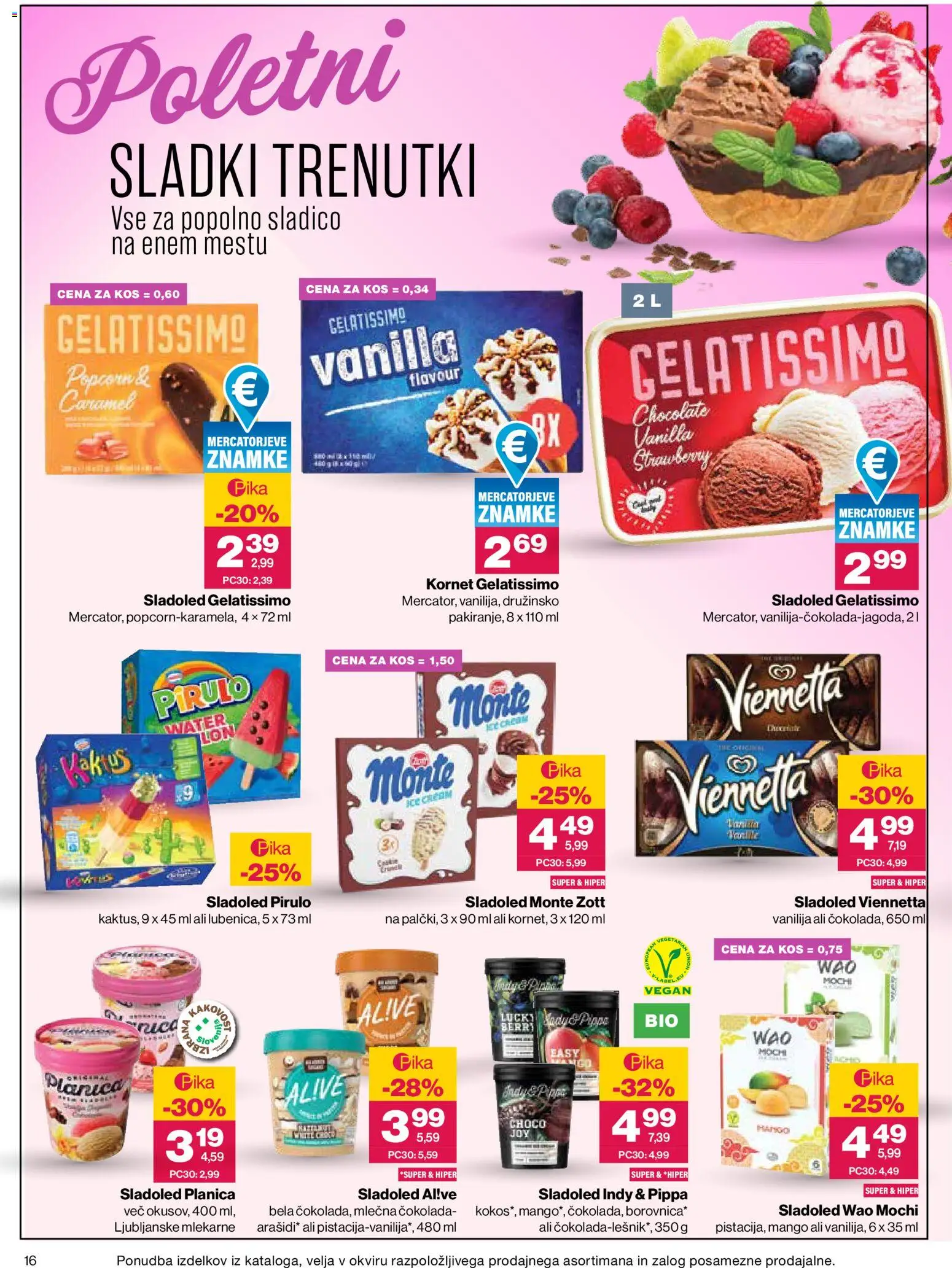 Novi Mercator katalog ponudbe – veljaven od 20.08.2026 | Stran: 16 | Izdelki: Kos, Cokolada, Sladoled, Mango