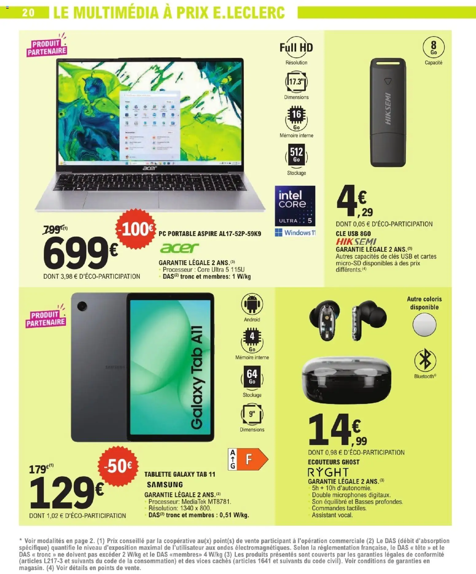 {H1} | Page: 20 | Produits: Tablette, Écouteurs, USB, PC portable