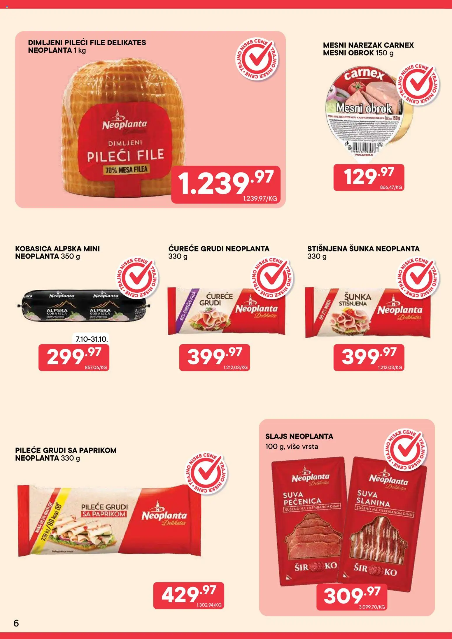 PerSu katalog - važi od 25.10.2026 | Strana: 6 | Proizvode: Pileće grudi, Sir, Slanina, Pečenica
