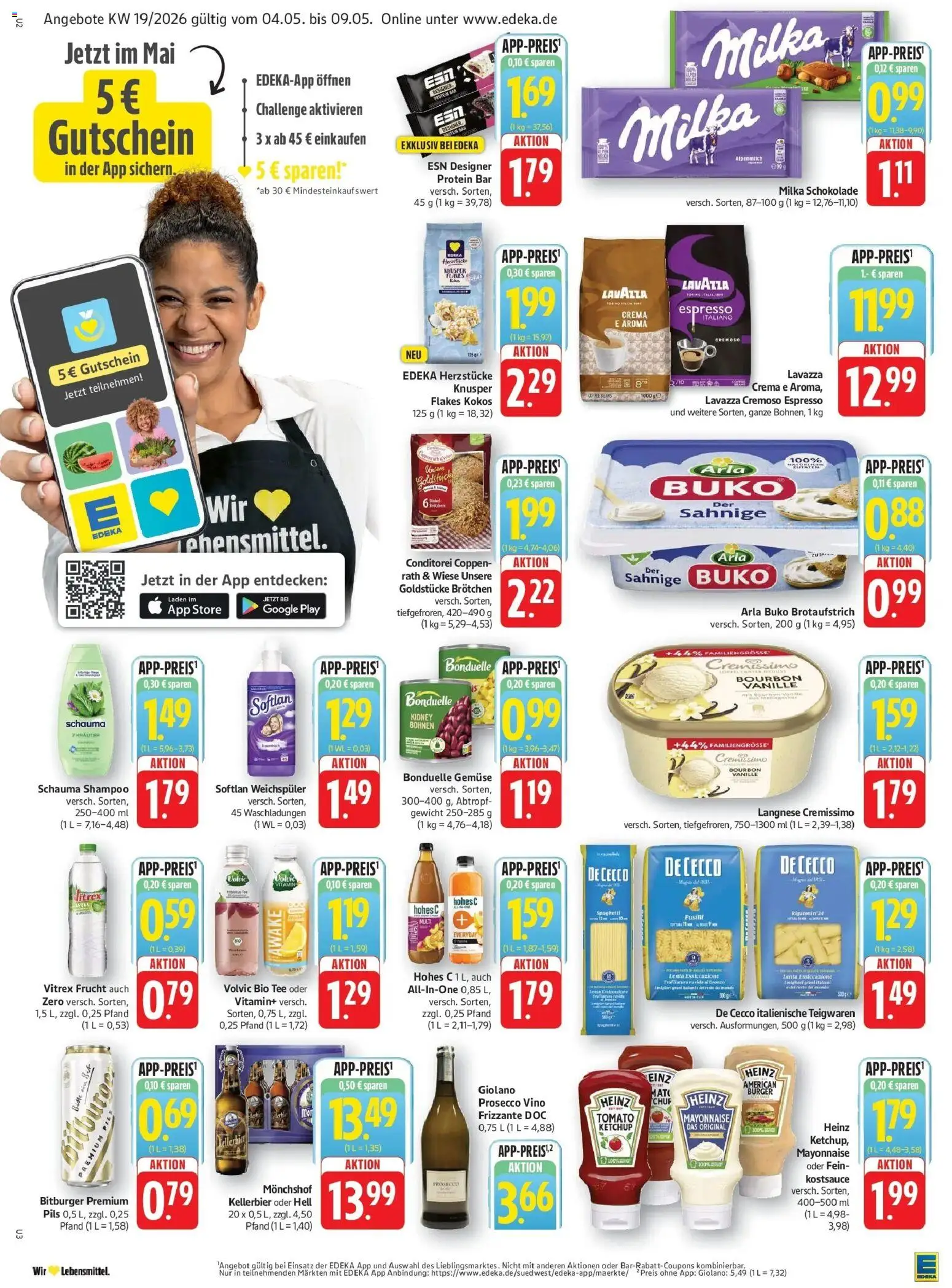 Edeka prospekt Pirmasens	 – gültig ab 04.05.2026 | Seite: 2 | Produkte: Bitburger, Langnese cremissimo, Milka schokolade, Tee