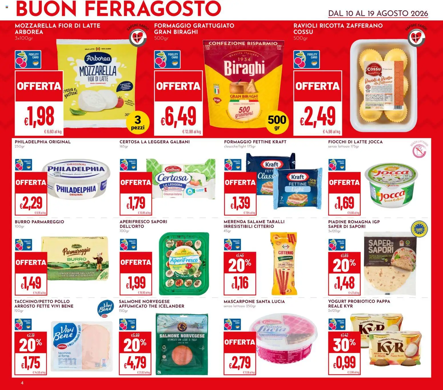 Volantino Pan del 10/08/2026 | Pagina: 4 | Prodotti: Caro, Formaggio grattugiato, Burro, Ravioli