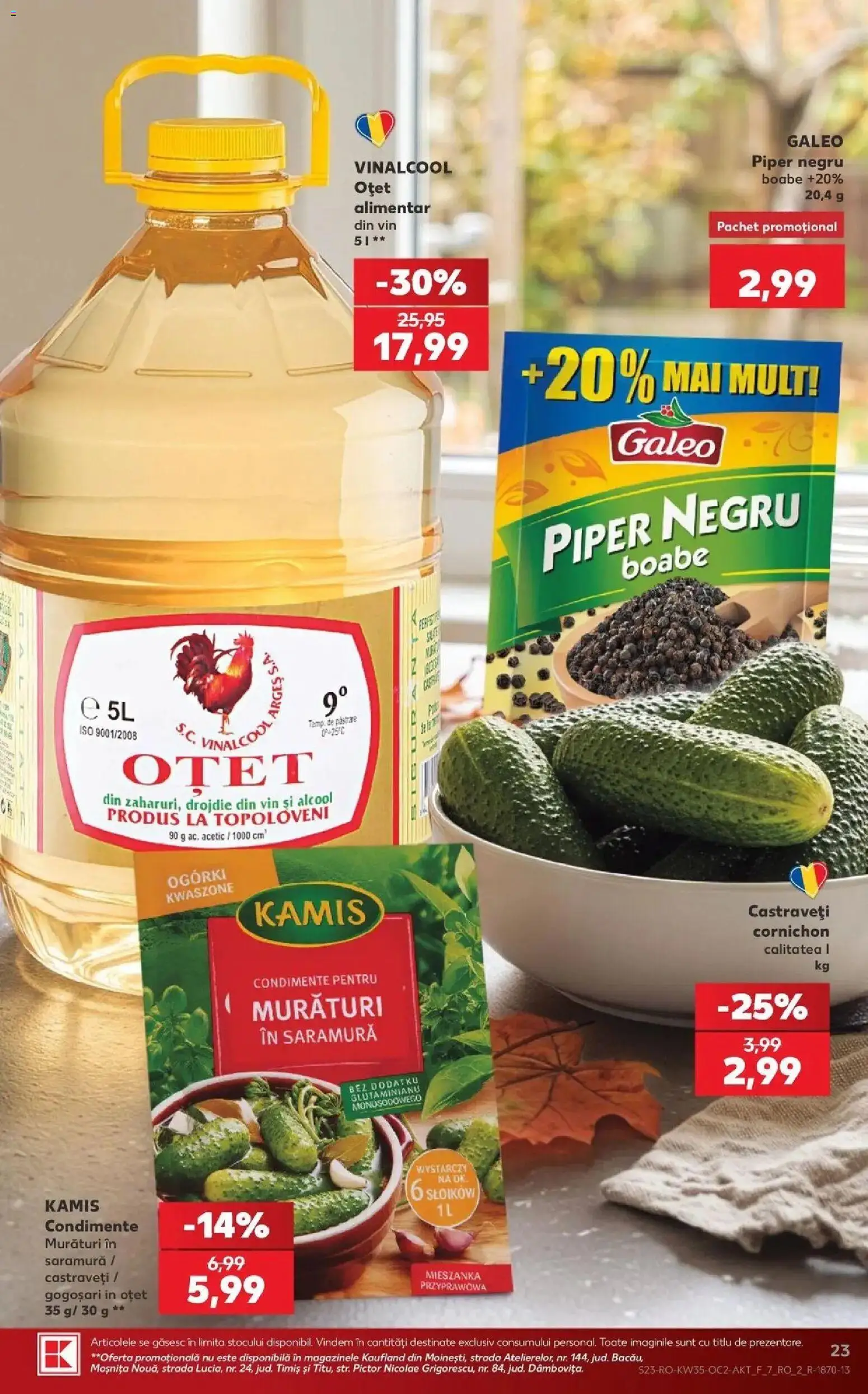 Kaufland Vaslui 26.08.2026 - Revista si Oferta | Pagină: 23 | Produse: Oțet, Vin, Castraveți, Piper