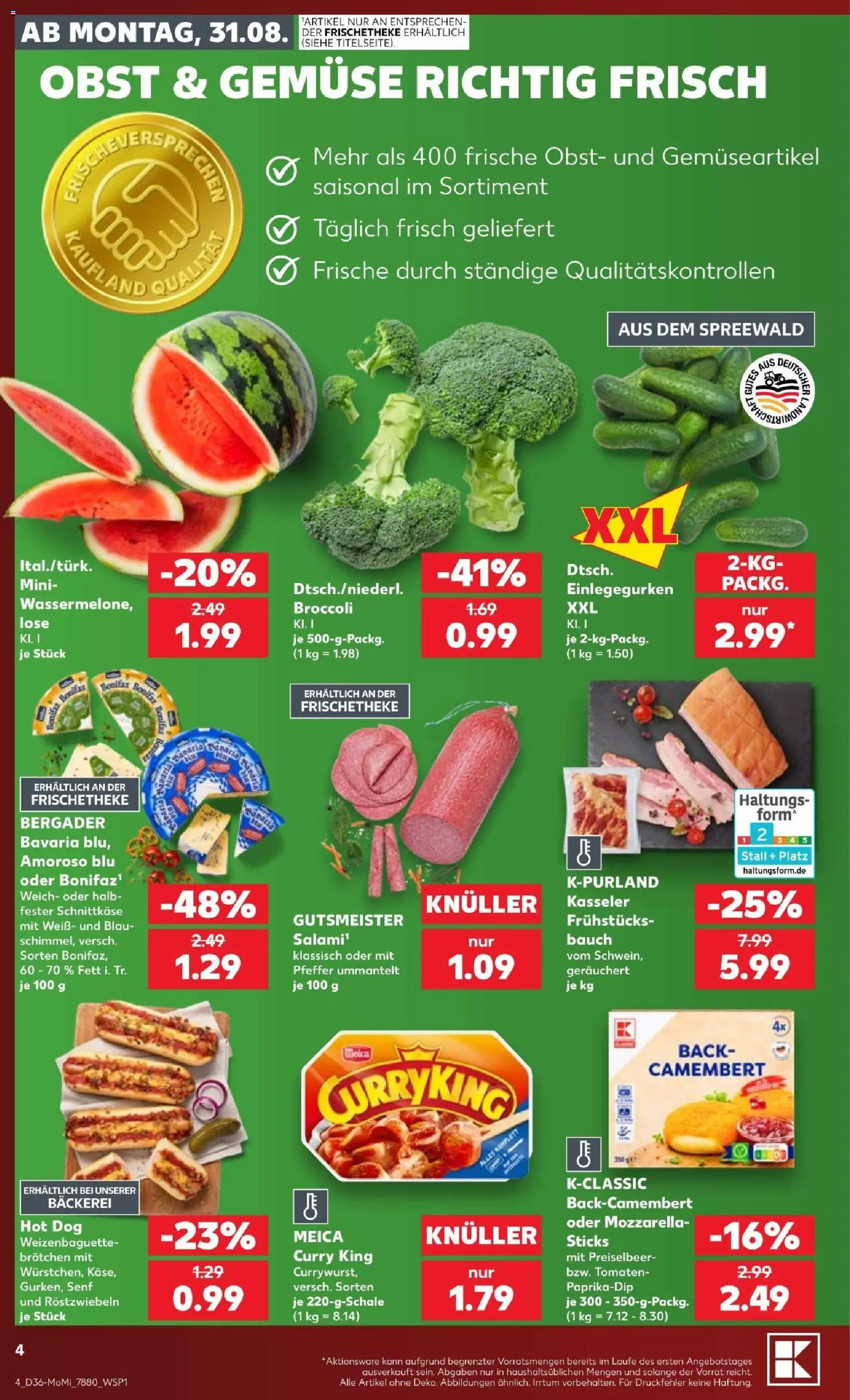 Kaufland Prospekt Hamburg – gültig ab 31.08.2026 | Seite: 4 | Produkte: Bäckerei, Meica, Gemüse, Pfeffer