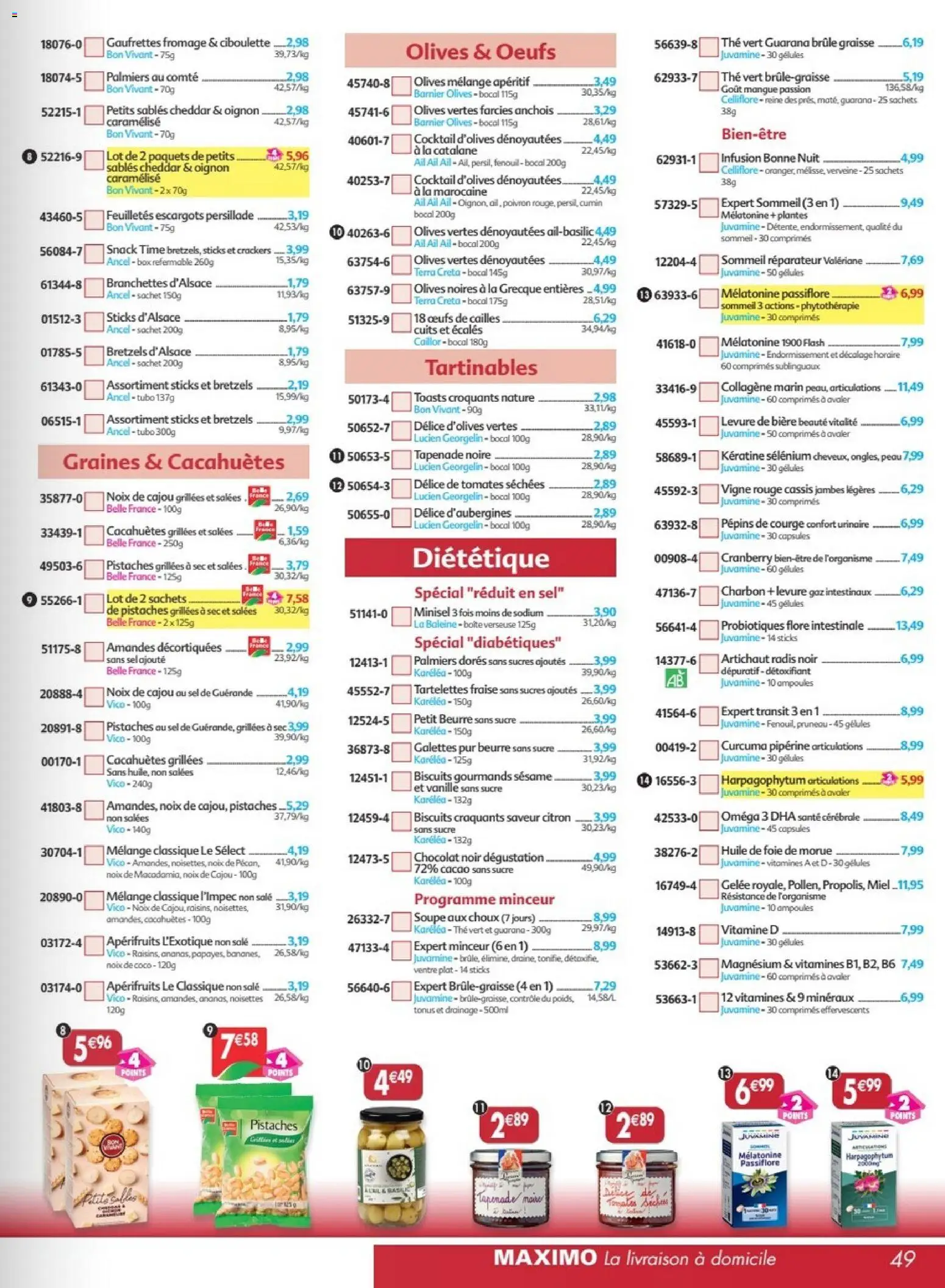 {H1} | Page: 49 | Produits: Amandes décortiquées, Sucre, Cumin, Bière
