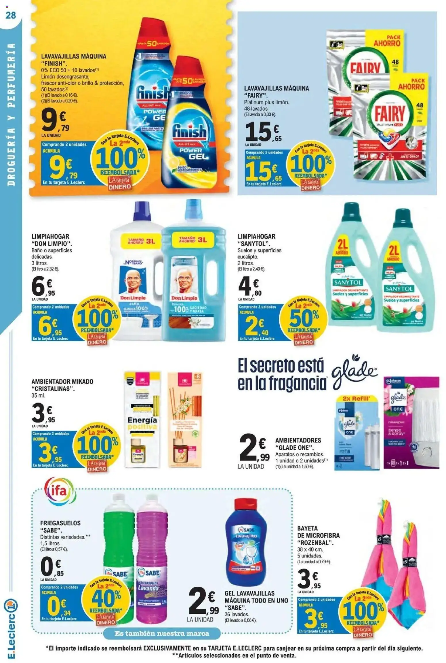E.Leclerc Megames 1 │ válido desde el 23/09/2026 | Página: 28 | Productos: Fragancia, Lavavajillas, Ambientador, Baño