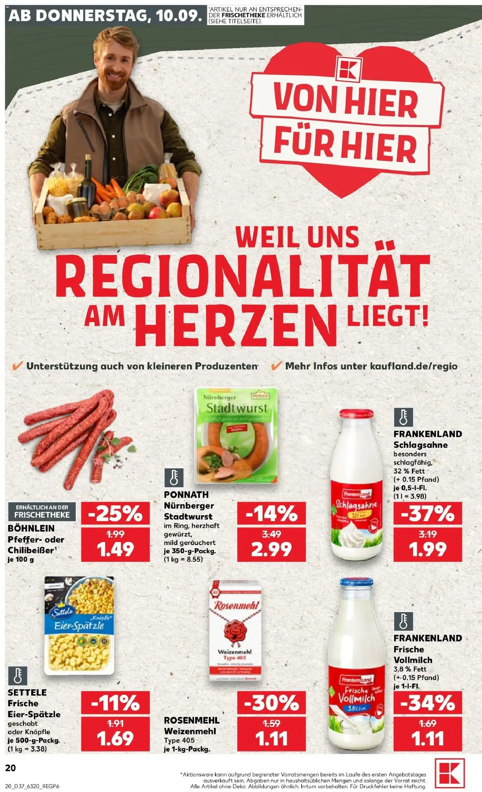 Prospekt Kaufland ab 10.09.2026 » Angebote Online zum Blättern | Seite: 20 | Produkte: Schlagsahne, Weizenmehl, Pfeffer