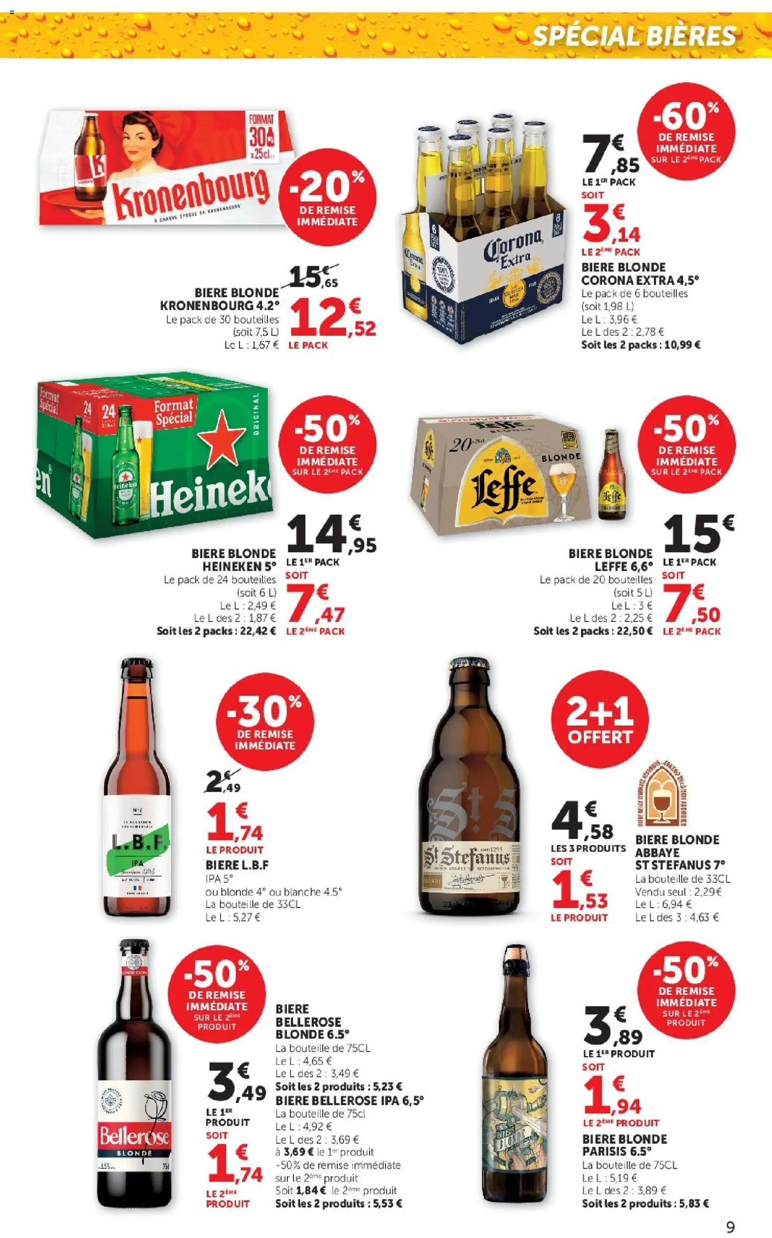 {H1} | Page: 9 | Produits: Bière blonde Heineken, Bière, Heineken, Corona extra