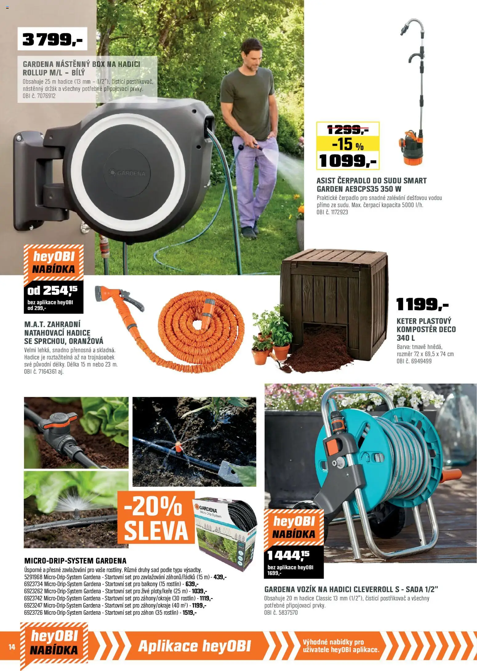 OBI leták - Každý den něco vylepšíme! od 01.07.2026 | Strana: 14 | Produkty: Box, Čerpadlo do sudu, Hadice, Čerpadlo