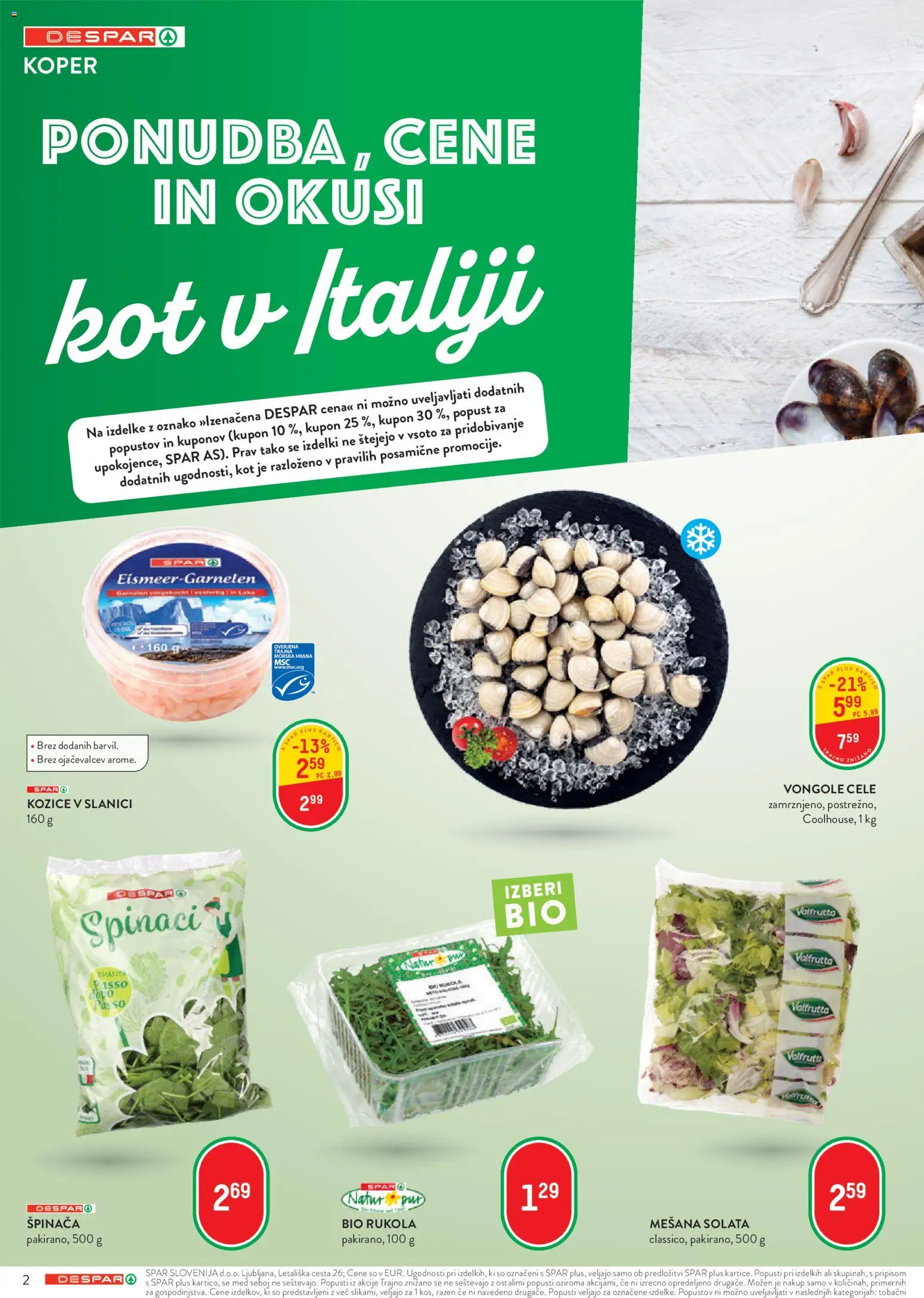 Novi Spar katalog ponudbe – veljaven od 12.08.2026 | Stran: 2 | Izdelki: Med, Kozice, Solata