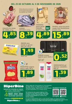 Vista previa HiperDino folleto válido desde el 23/10/2026 | Página: 36 | Productos: Jamón, Pizza, Teléfono, Queso Gouda