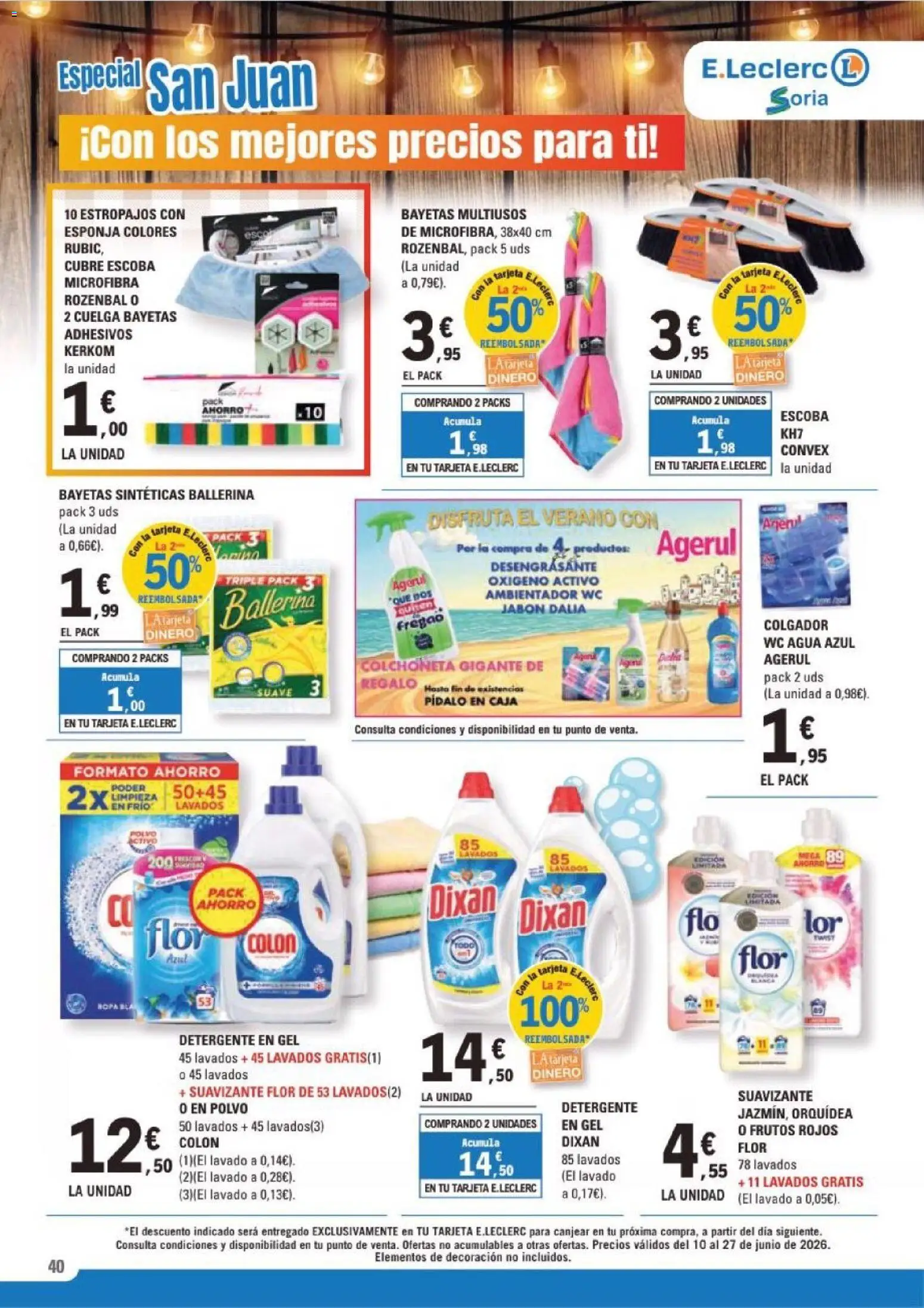 E.Leclerc Soria │ válido desde el 10.06.2026 | Página: 40 | Productos: Esponja, Jabón, Detergente, Colchoneta