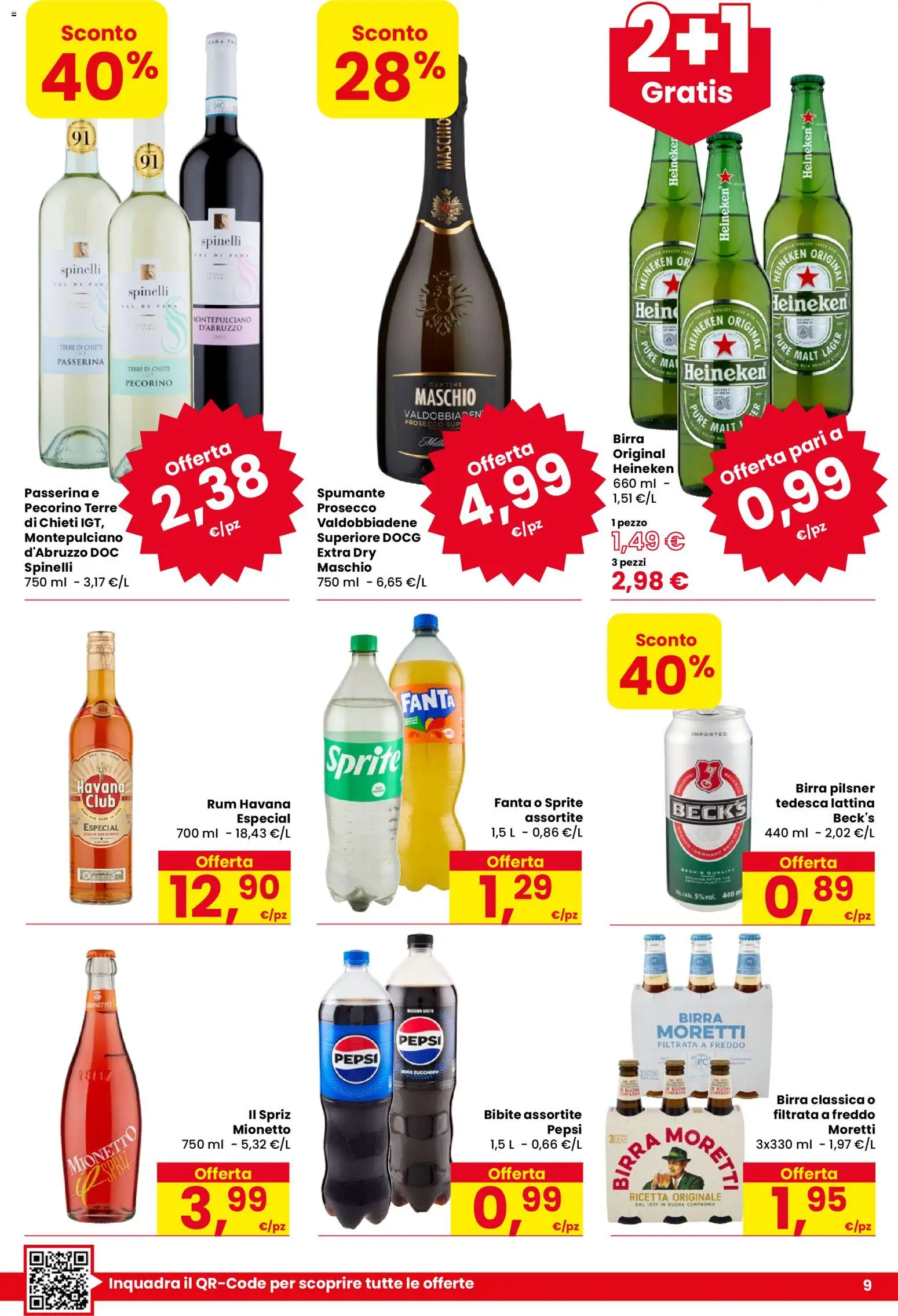 Volantino Despar del 23/07/2026 | Pagina: 9 | Prodotti: Birra, Prosecco, Bibite, Heineken