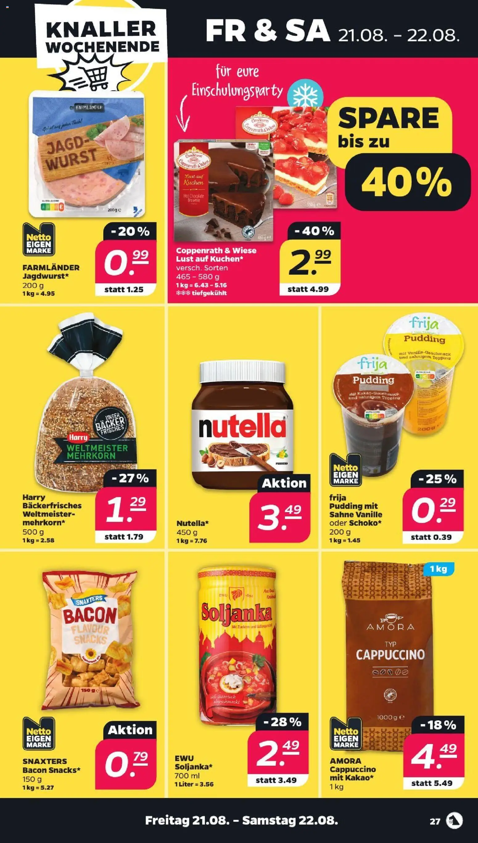 Netto Prospekt – gültig ab 17.08.2026 | Seite: 31 | Produkte: Pudding, Nutella, Kuchen, Sahne