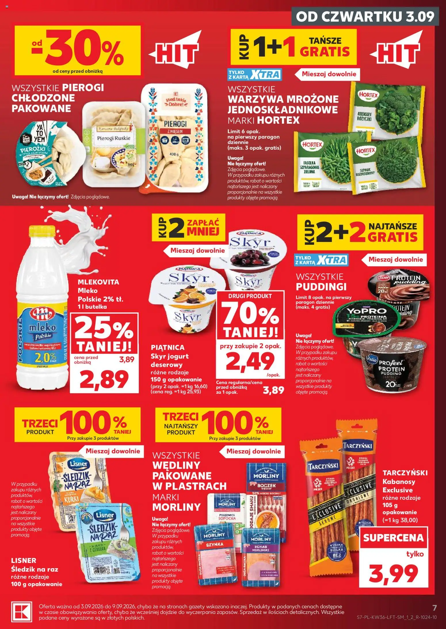 Kaufland gazetka od 03.09.2026 | Strona: 7 | Produkty: Schab, Szpinak, Mleko, Jogurt