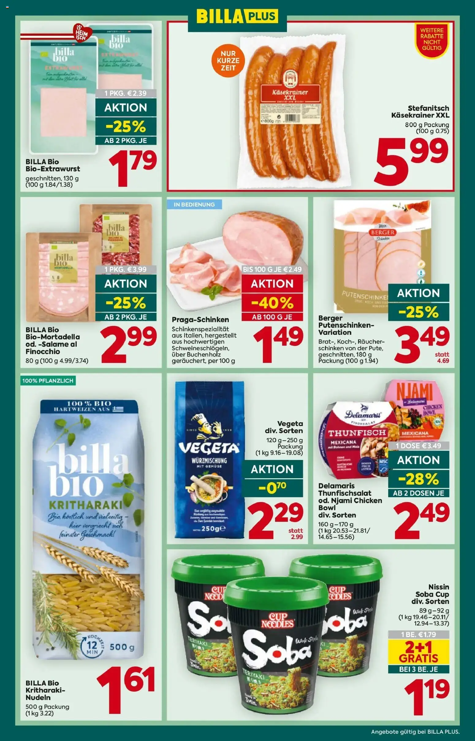 Billa Plus Flugblatt - Steiermark von 13.08.2026 - Aktuelle Angebote | Seite: 9 | Produkte: Gemüse, Mais, Schinken, Nudeln