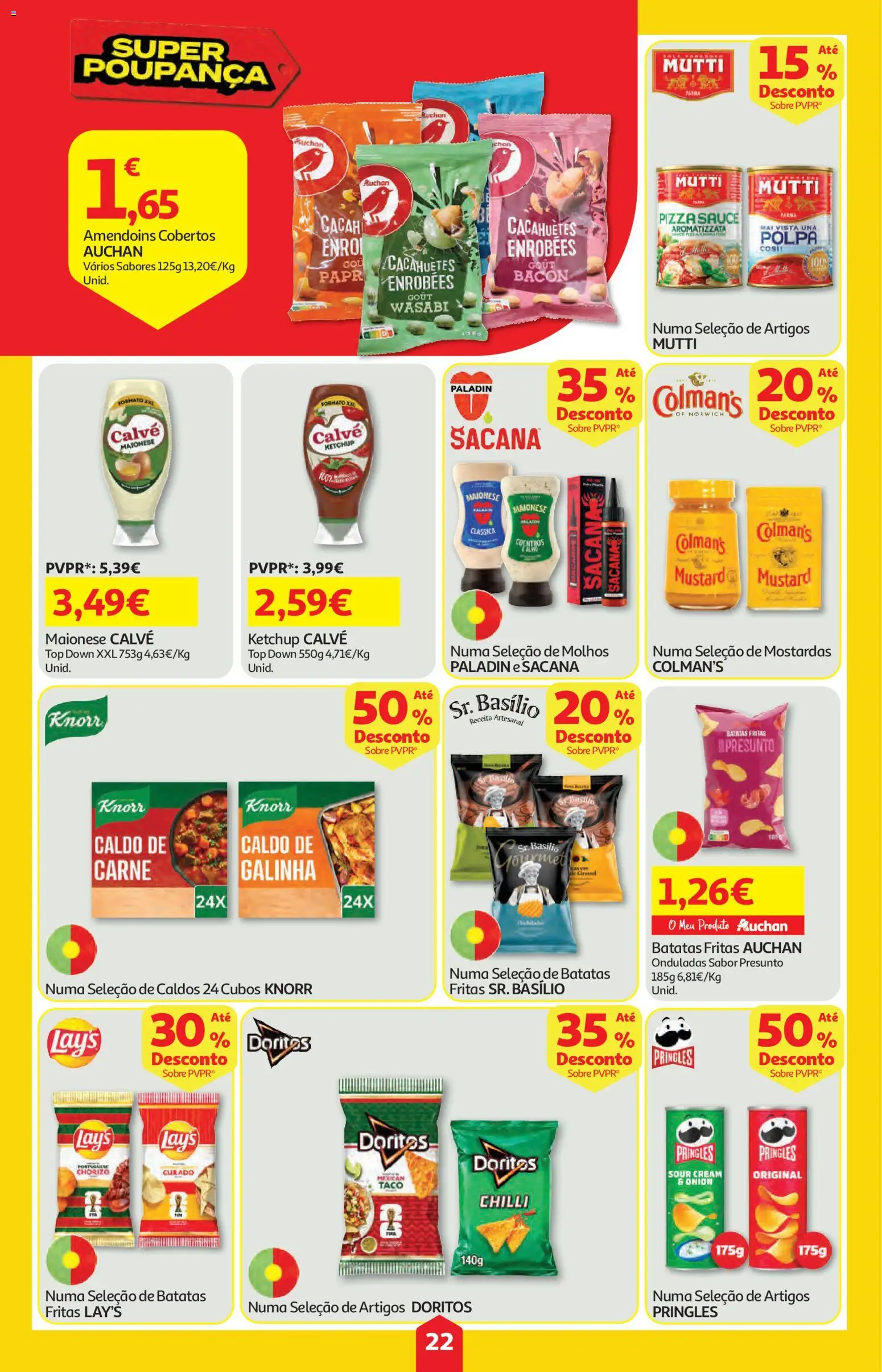 Auchan folheto │ válido de 16/07/2026 | Página: 22 | Produtos: Bacon, Knorr, Maionese, Carne