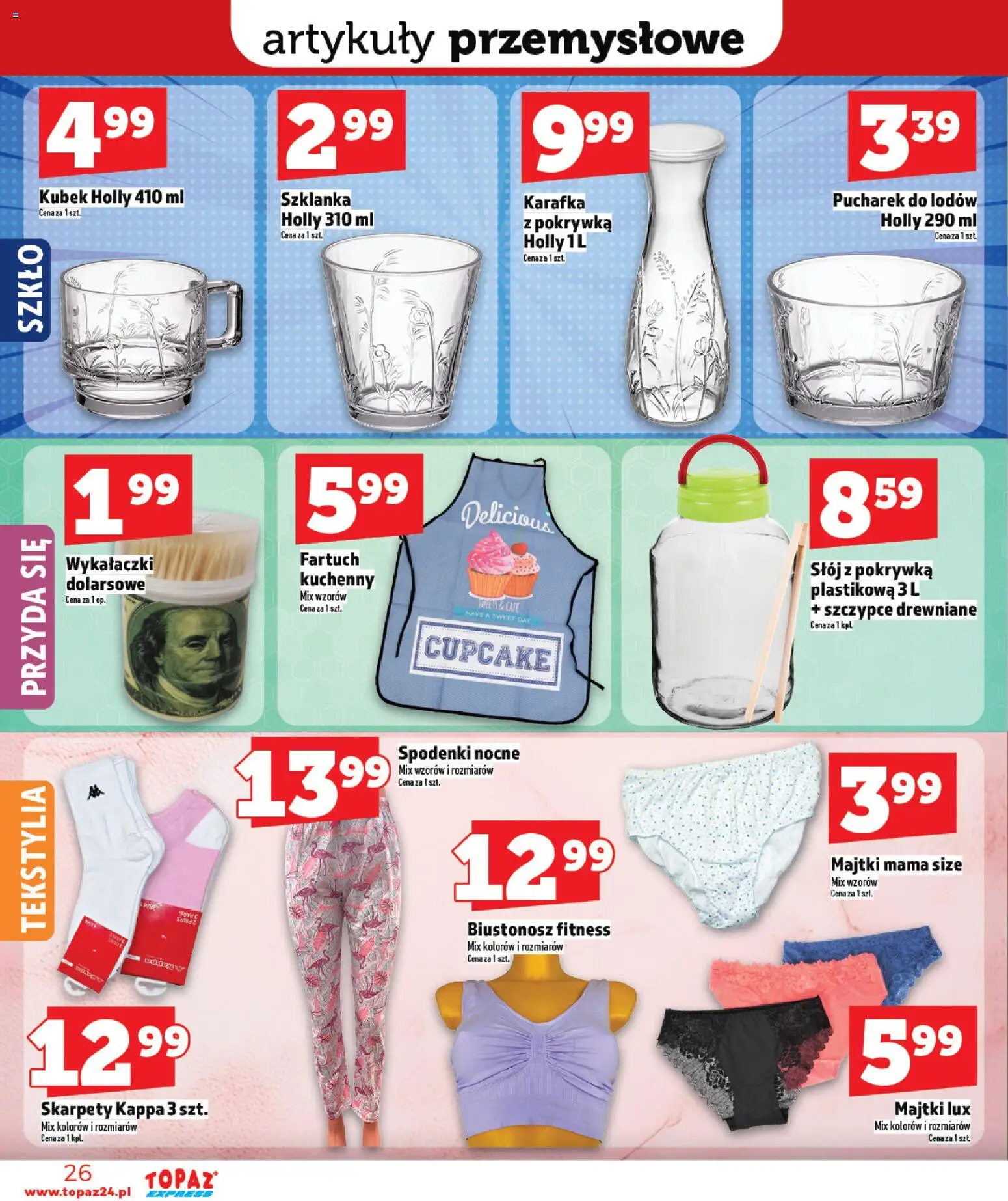 Topaz gazetka - Express od 07.05.2026 | Strona: 26 | Produkty: Spodenki, Biustonosz, Skarpety, Tekstylia