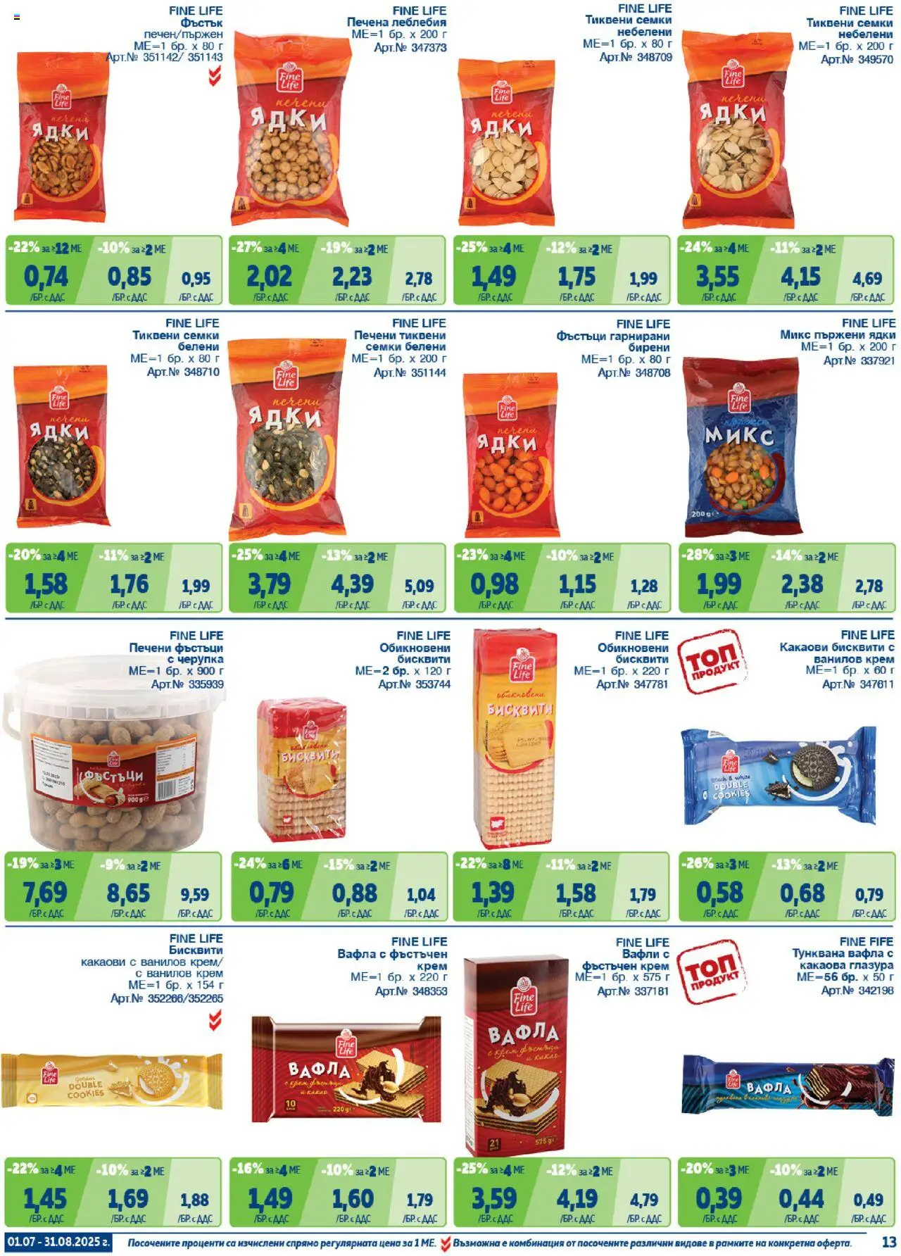 {H1} | Страница: 13 | Продукти: Крем, Ядки, Семки, Тунквана вафла