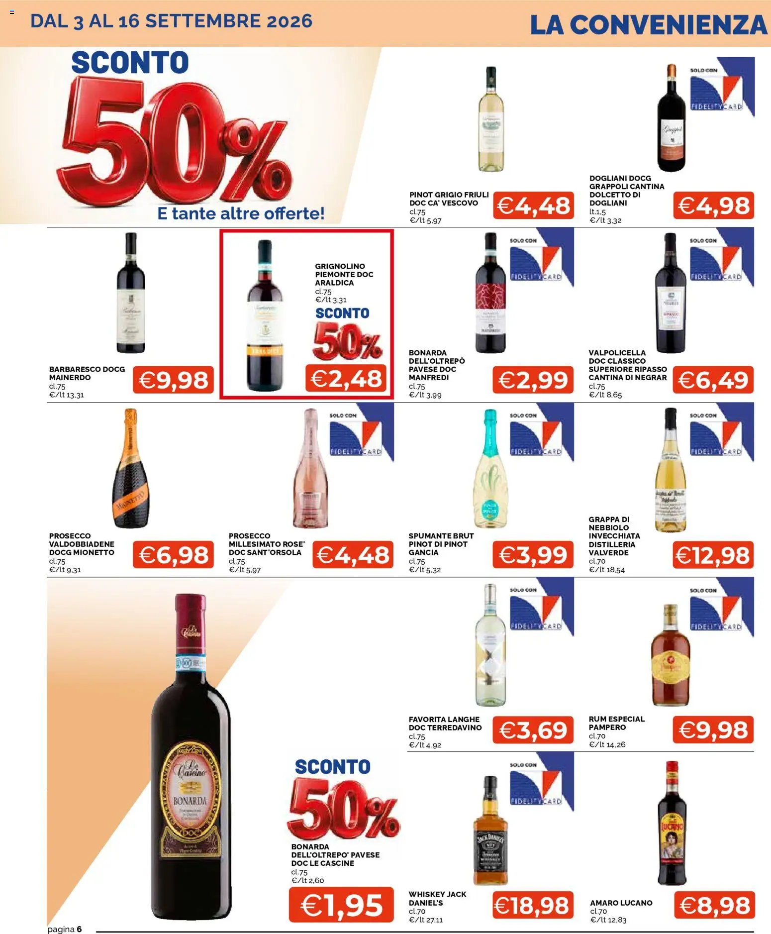 Volantino Mercatò del 03/09/2026 | Pagina: 6 | Prodotti: Rum, Spumante, Grappa, Amaro