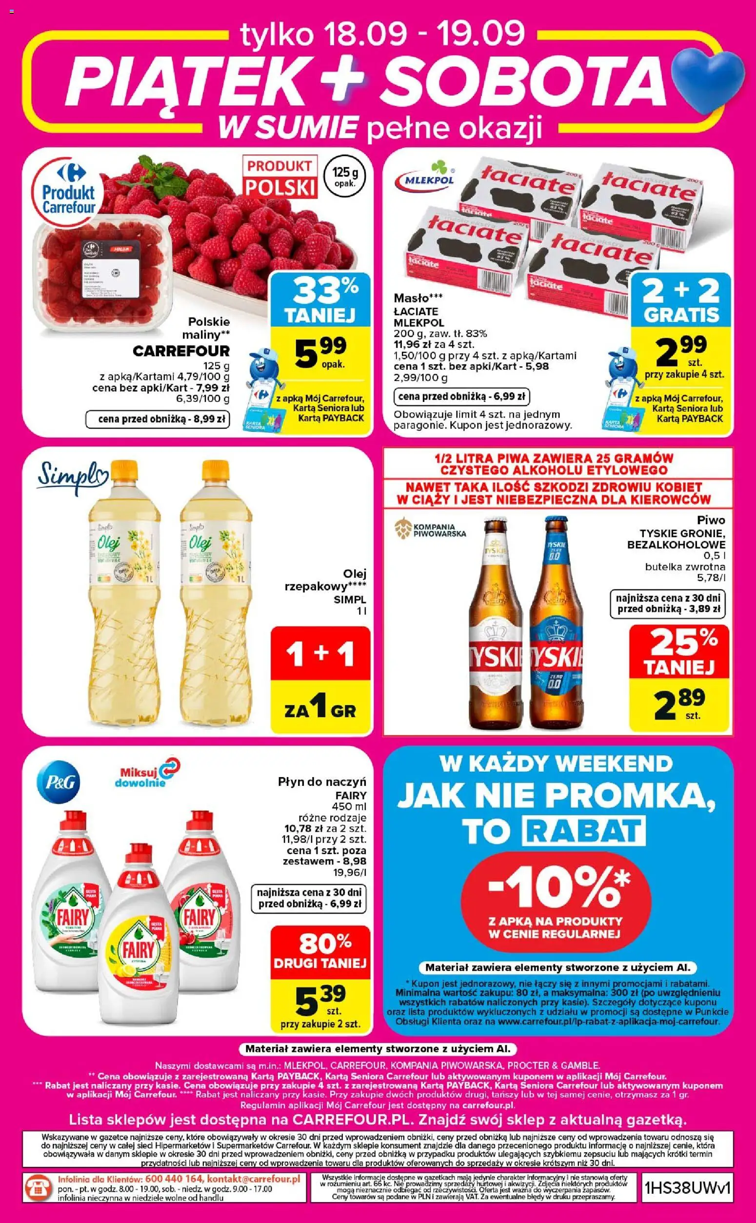 Carrefour gazetka - Weekend okazji od 17.09.2026 | Strona: 8 | Produkty: Karta, Maliny, Olej, Fairy