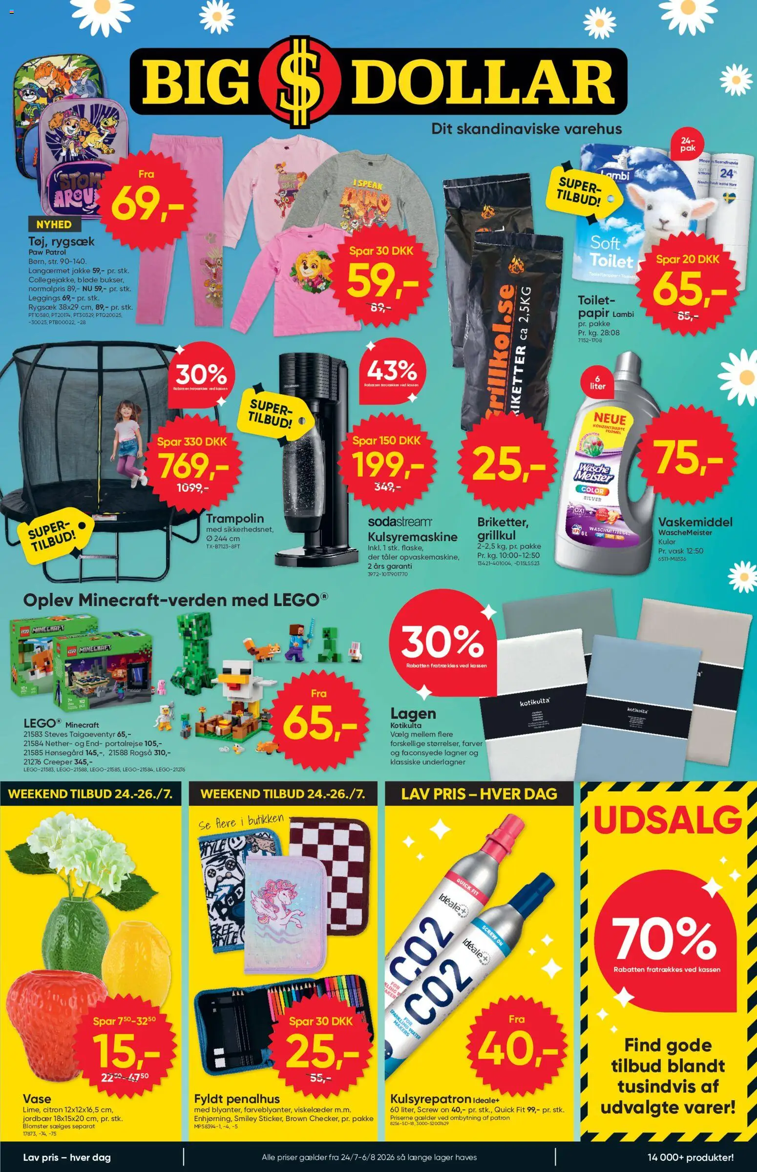 Bigdollar tilbudsavis – gyldig fra 24/07/2026 | Side: 1 | Produkter: Jordbær, Vase, Lagner, Rygsæk