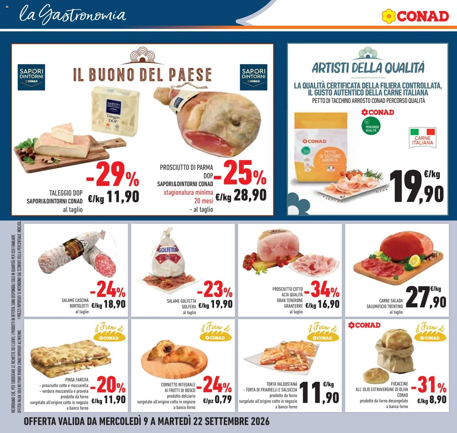 Volantino Conad del 09/09/2026 | Pagina: 34 | Prodotti: Olio extravergine di oliva, Mozzarella, Friarielli, Croissant