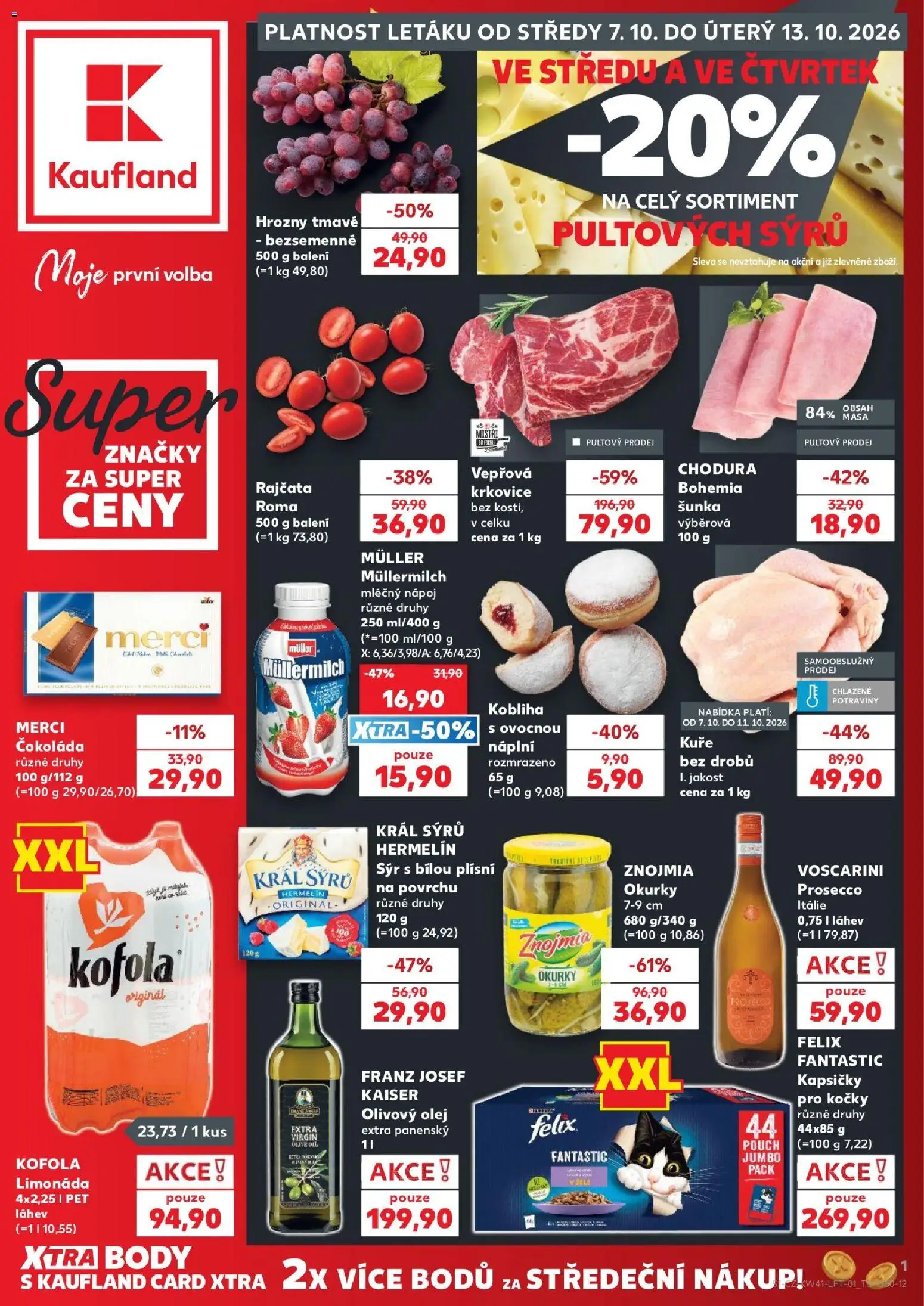 Kaufland leták - Praha 4 od 07.10.2026 | Strana: 1 | Produkty: Felix fantastic, Čokoláda, Merci, Vepřová krkovice
